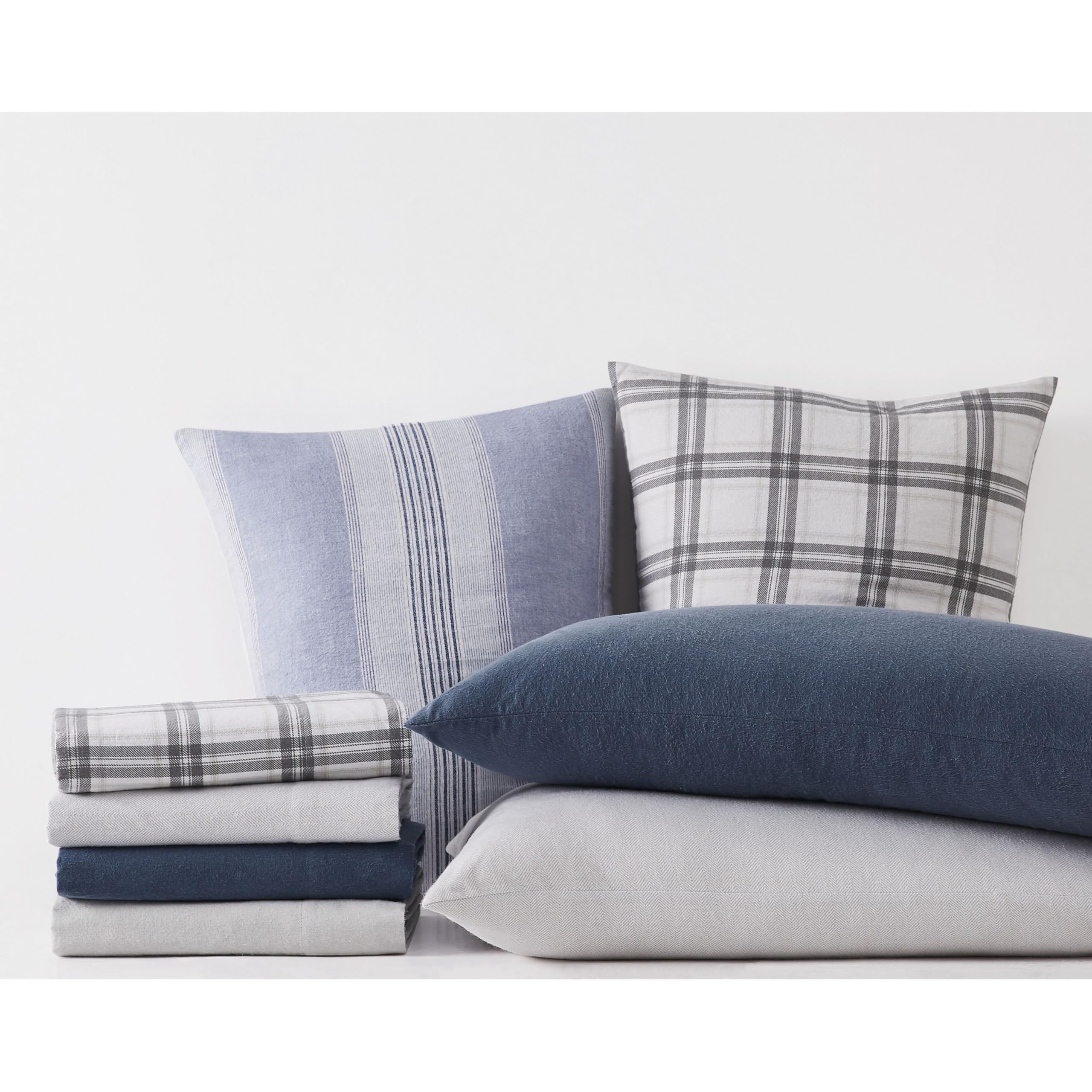 London Fog Twin XL 2-Piece Comforter Set with Sham - Soft Herringbone Flannel Bedding Collection in Grey - Perfect for Cozy Winter Nights & Guest Room Decor