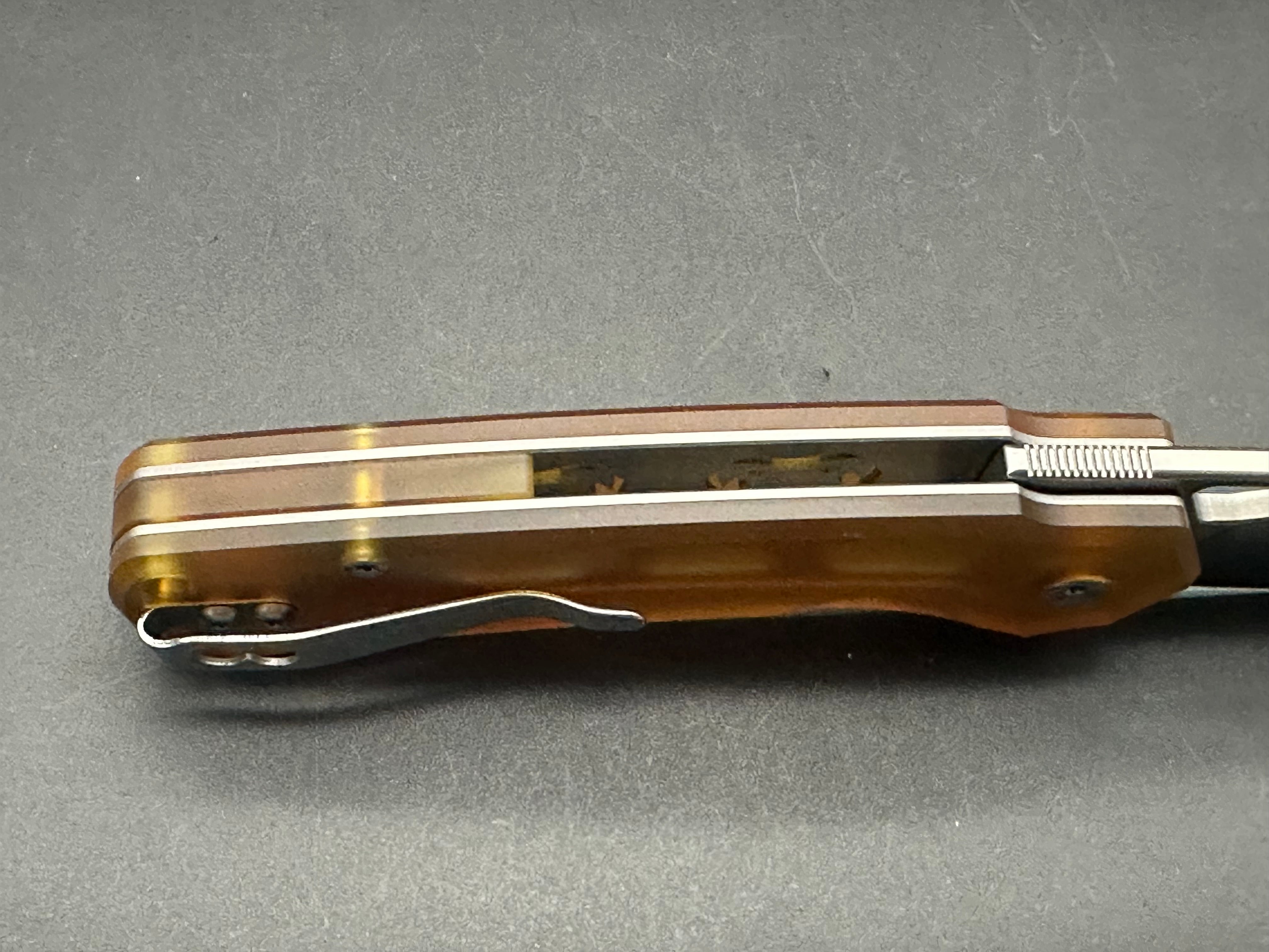 SixLeaf Folding Knife - Yellow Ultem Handle, 20CV Steel Plain Edge SL-25 PEI | EDC, Camping, Hiking & Outdoor Survival Tool