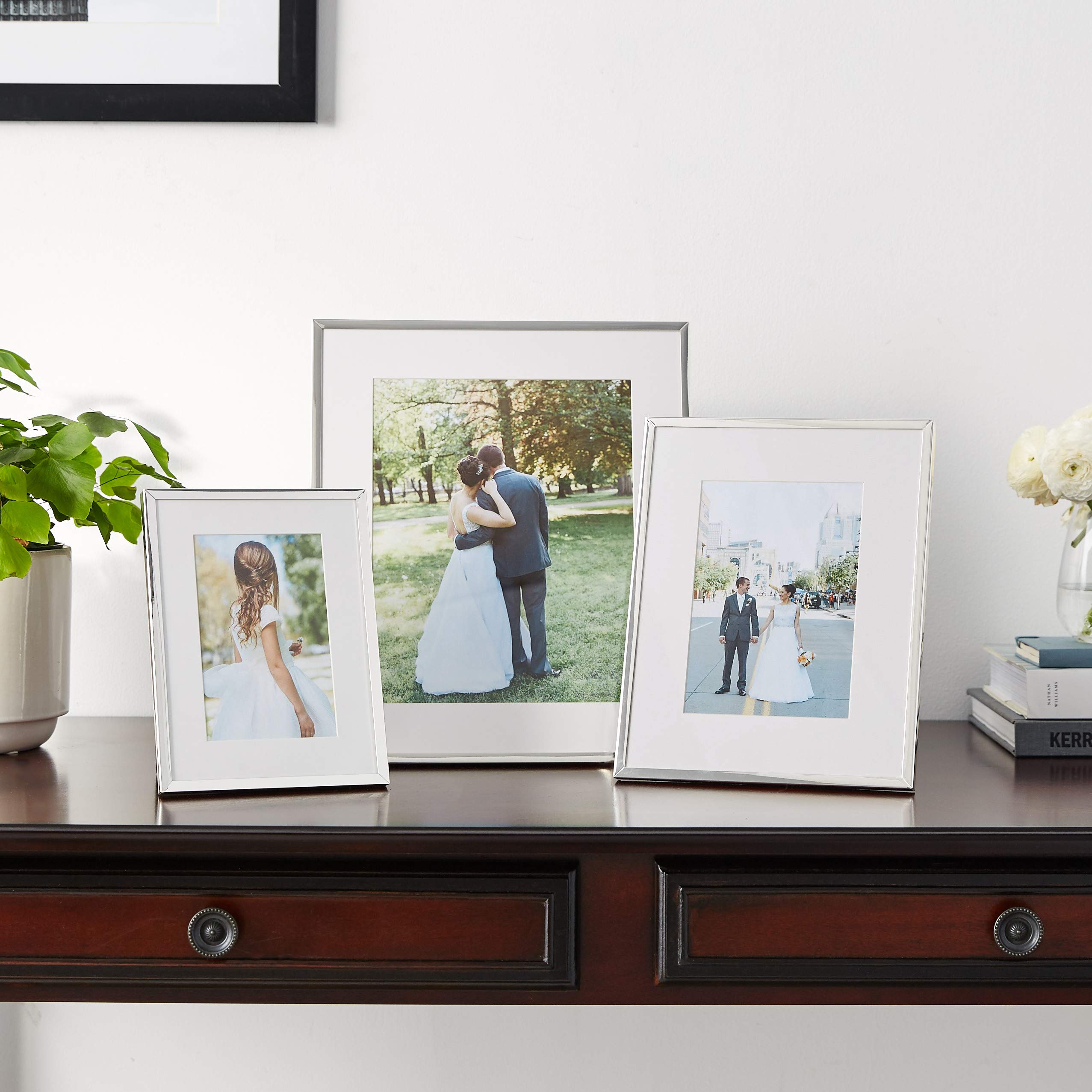Lawrence Frames Silver Plated 4x6 Picture Frame with Mat - Elegant Home & Office Decor for Photos, Artwork, and Gifts