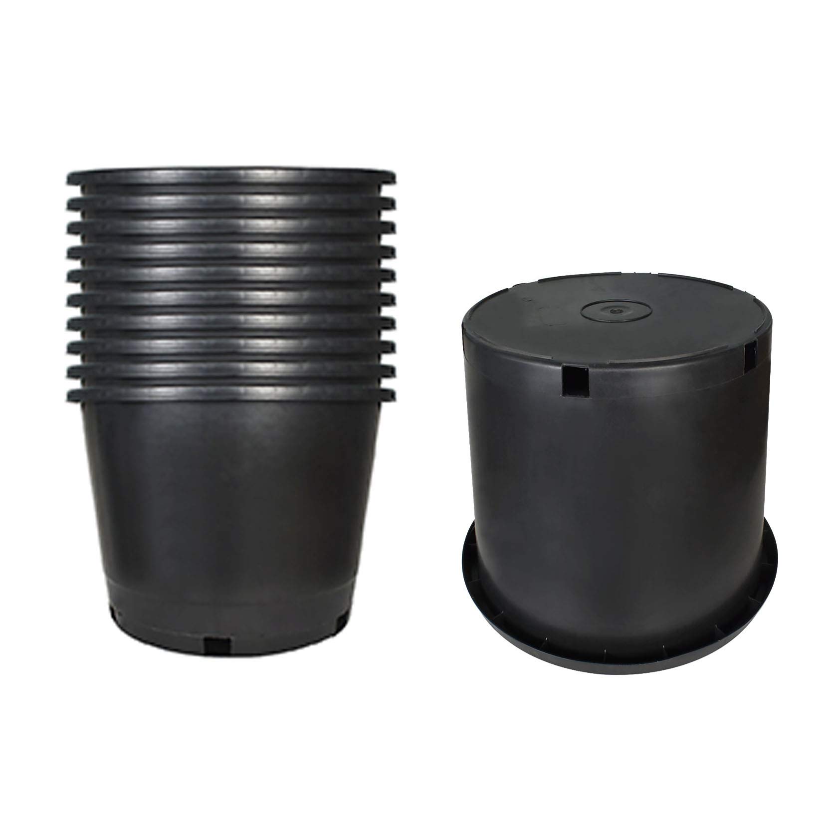 10-Pack 15 Gallon Black Nursery Pots - Heavy Duty Plant Containers for Outdoor Gardening, Indoor Plants & Landscaping - Durable Plastic Garden Planters with Drainage Holes