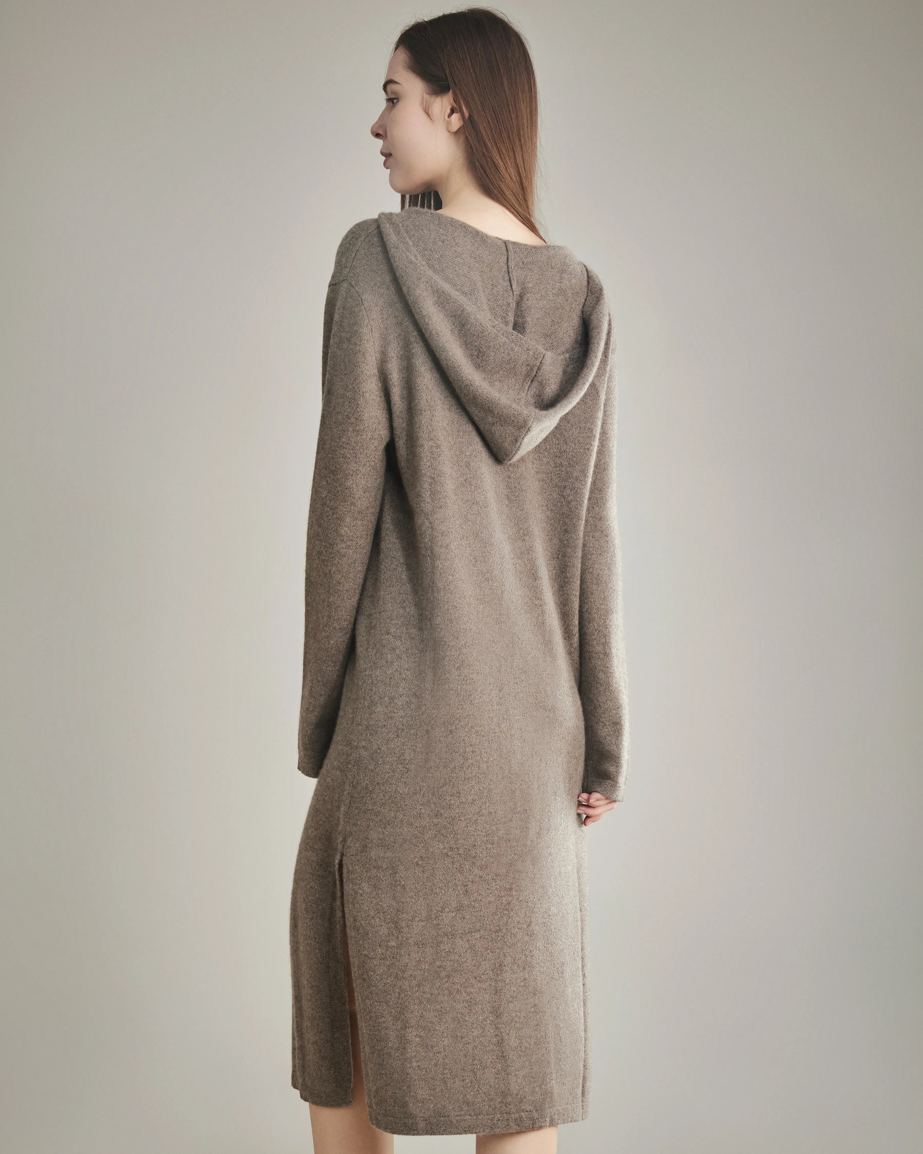 Luxury Hooded Knit Cashmere Dress for Women - Soft & Warm Winter Fashion - Perfect for Holiday Parties & Cozy Evenings
