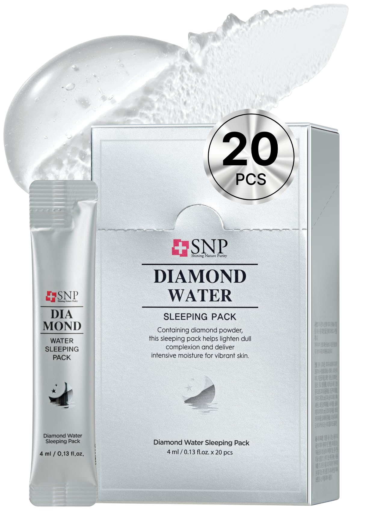 SNP Diamond Overnight Face Cream - Hydrating & Moisturizing Night Cream for All Skin Types | Korean Beauty Travel-Size Skincare (20 Pack) | Perfect for Overnight Repair & On-The-Go Hydration