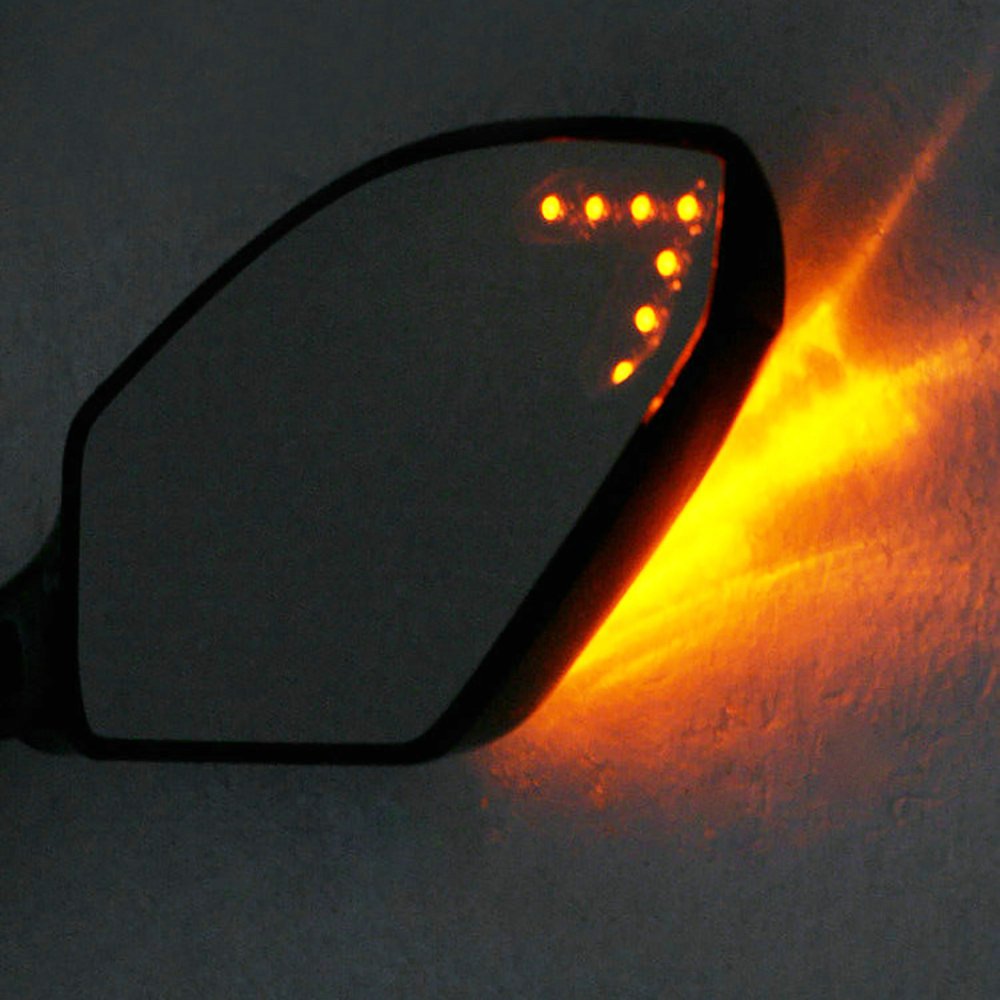 Yibid Integrated Motorcycle LED Turn Signal Light & Custom Mirrors - Compatible with Suzuki GSXR 1000 (2001-2005, 2009-2012) & GSXR 1100 (1993-1998) - Solid Black with Arrow Marker & Smoke Lens - Enhanced Visibility & Safety for Night Riding