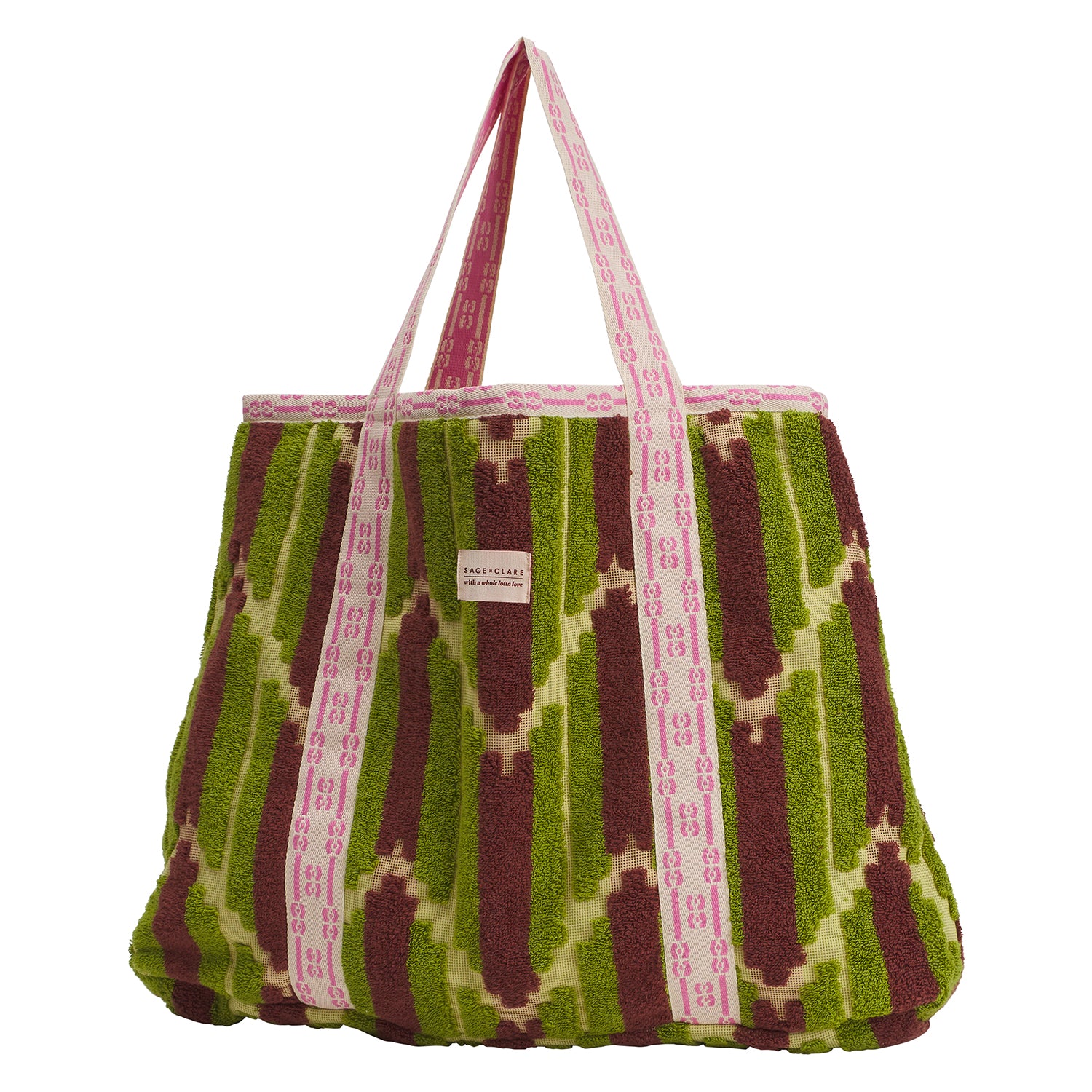 Nisha Terry Tote Bag - Stylish Woven Palm Leaf Handbag for Women, Beach Bag, Summer Purse - Perfect for Vacation, Shopping & Outdoor Activities