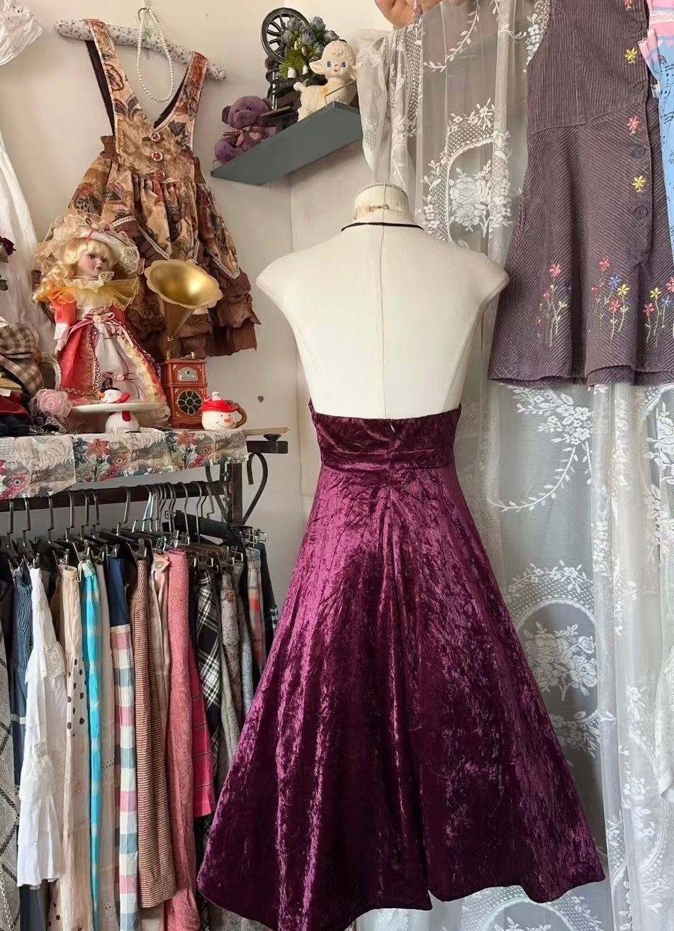 Elegant Velvet Halter A-Line Fuchsia Formal Prom Dress J6659 - Perfect for Homecoming, Evening Gala & Special Occasions