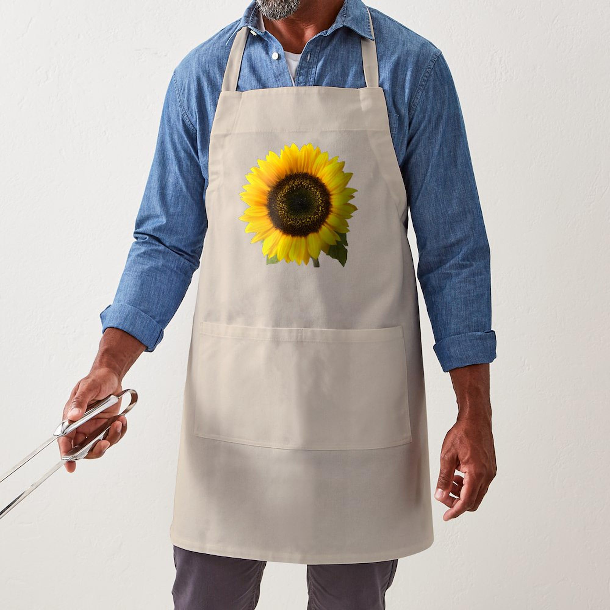 Sunflower Kitchen Apron with Pockets - Adjustable Grilling & Baking Apron for Women & Men - Perfect for Cooking, BBQ, Baking & Hosting Parties