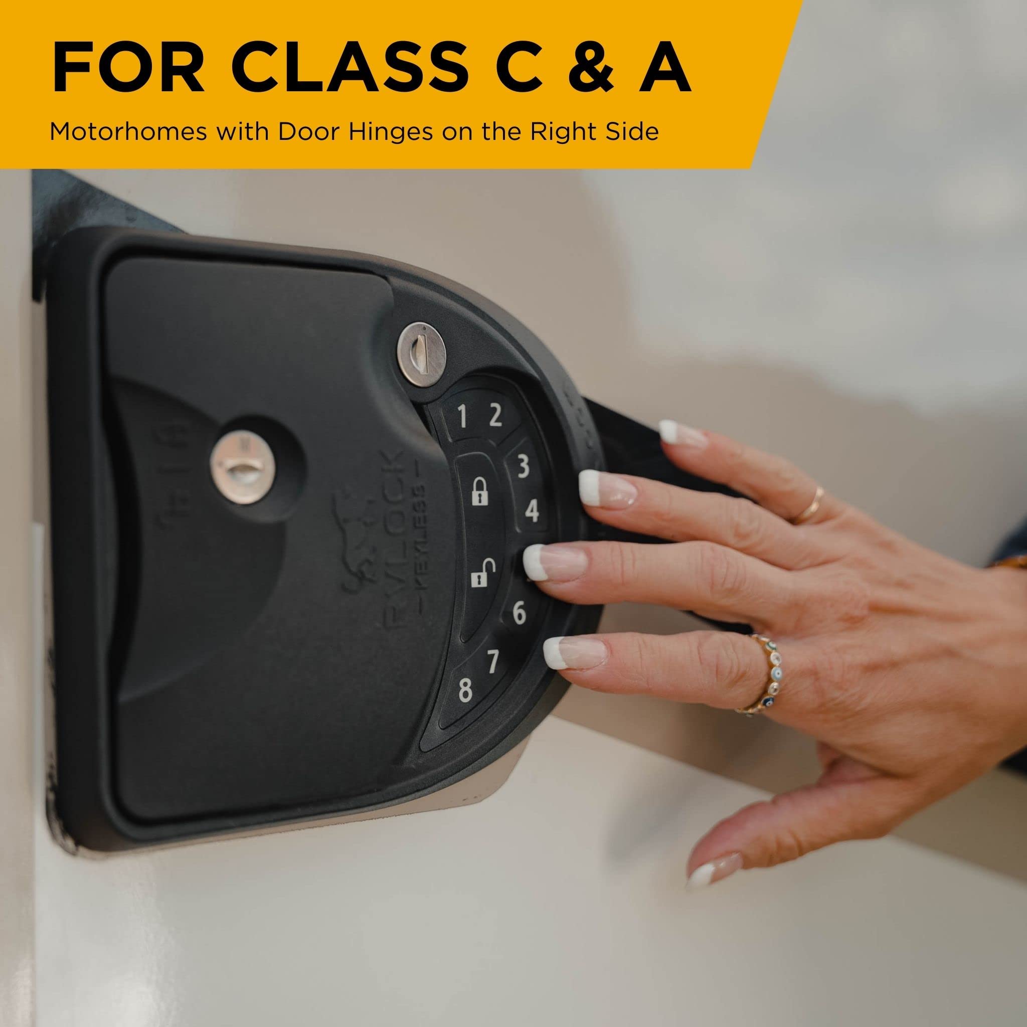 RVLock Class C Charter Keyless Entry Keypad & Handle with Fob - All Metal RV Door Lock Replacement Kit - Upgraded Silicone Keypad for Class C & A Motorhomes - Fits 4.5