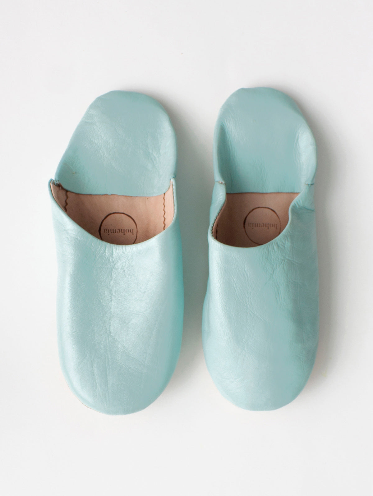 Moroccan Babouche Slippers for Women - Soft Powder Blue Leather House Shoes | Comfortable & Stylish for Home, Lounge & Indoor Use