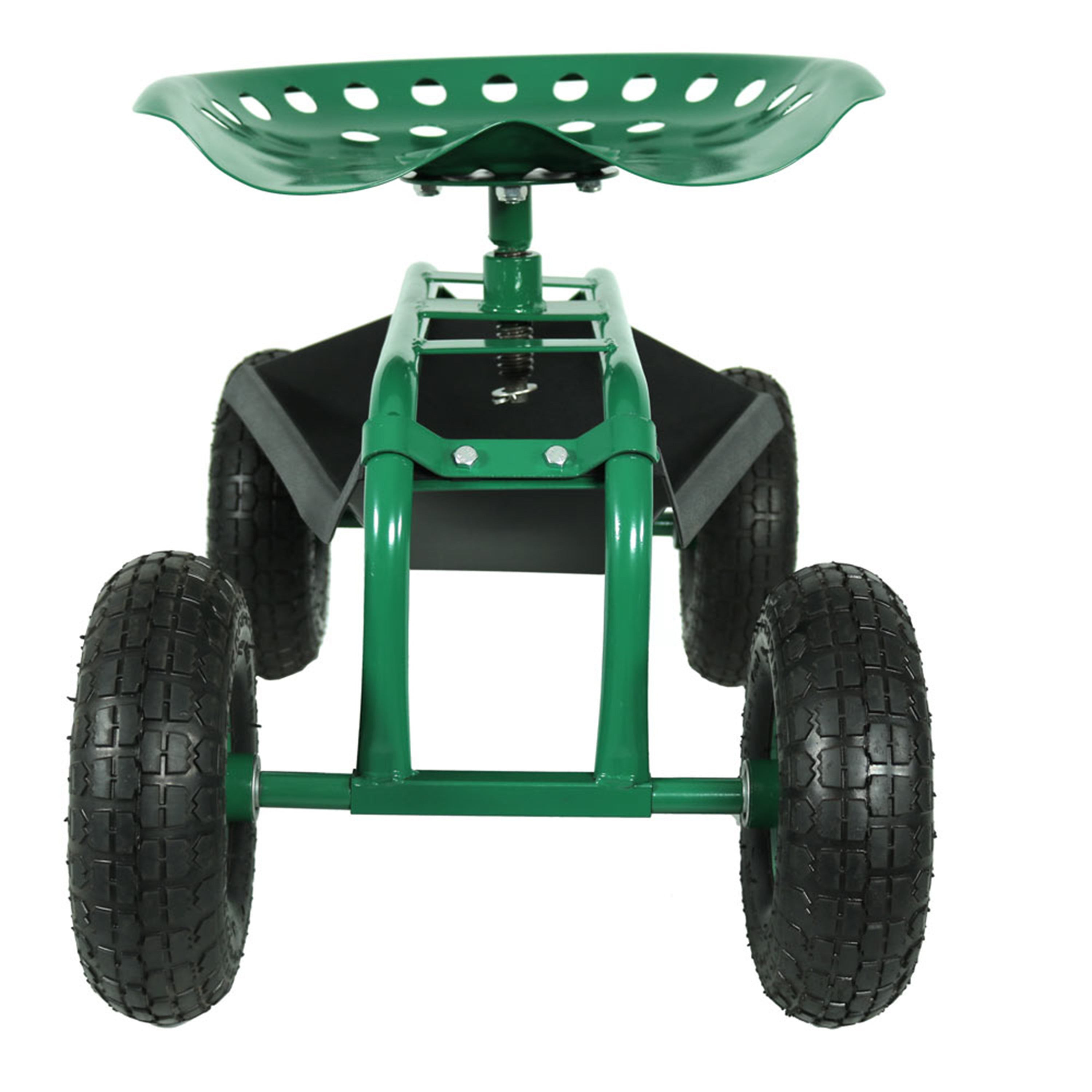 Sunnydaze Rolling Garden Cart with 360 Degree Swivel Seat & Tray - Heavy Duty Utility Wagon for Outdoor Gardening, Yard Work, and Patio Use