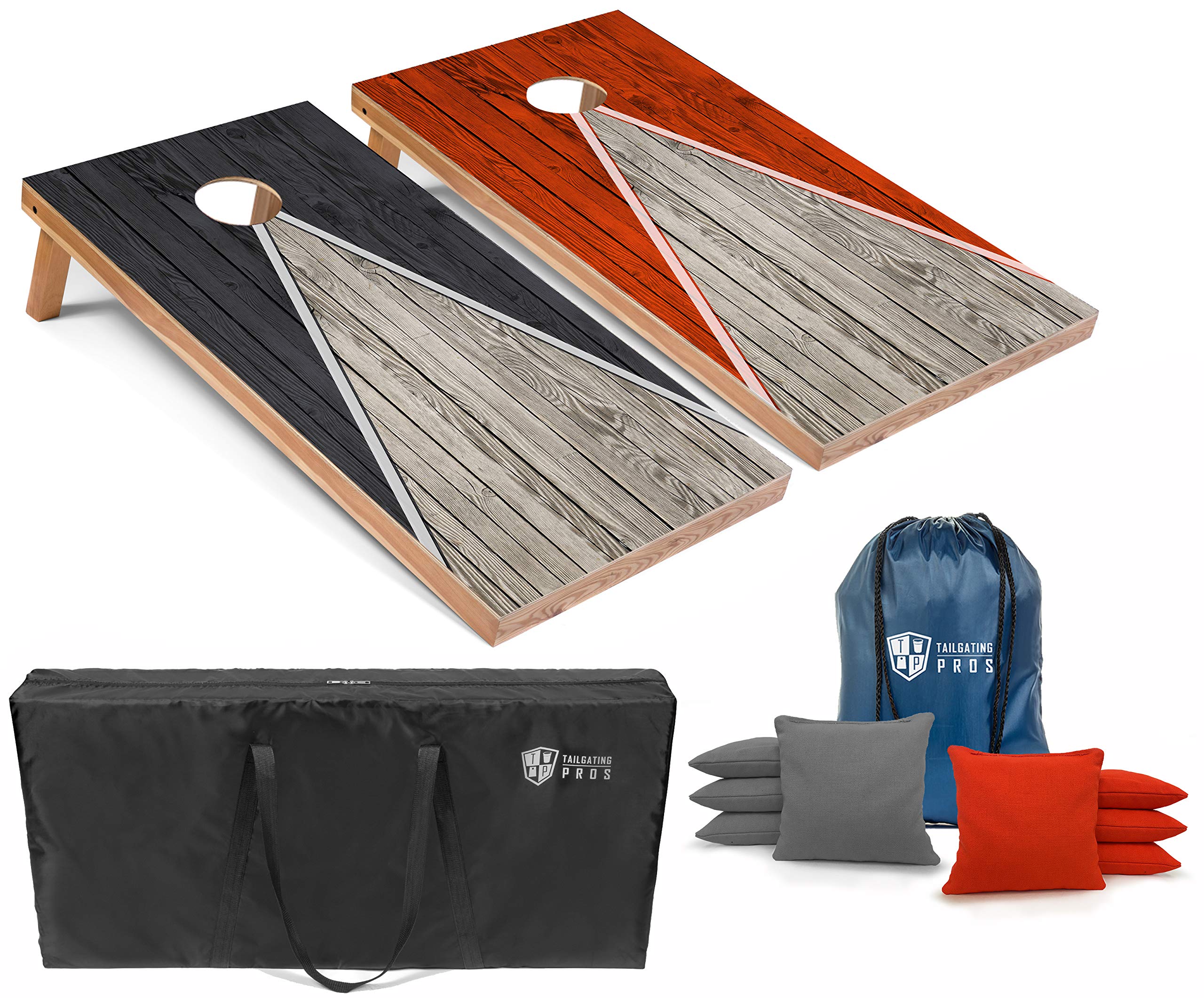 Tailgating Pros Lightweight Pyramid Design Cornhole Board Set with LED Ring Lights - 4'x2' Regulation Size for Outdoor Games, Backyard Parties & Tailgating Events