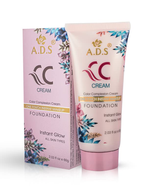 ADS One Touch Instant Makeup CC Cream (1675-01) - Lightweight Full Coverage Foundation with SPF, Natural Finish for Daily Use & Special Occasions
