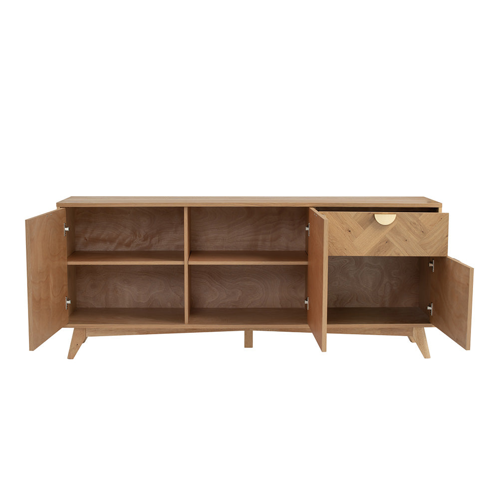 180cm Oak LOFTUS Sideboard Buffet Cabinet - Modern Dining Room Storage for Dishes, Linens & Entertaining Essentials