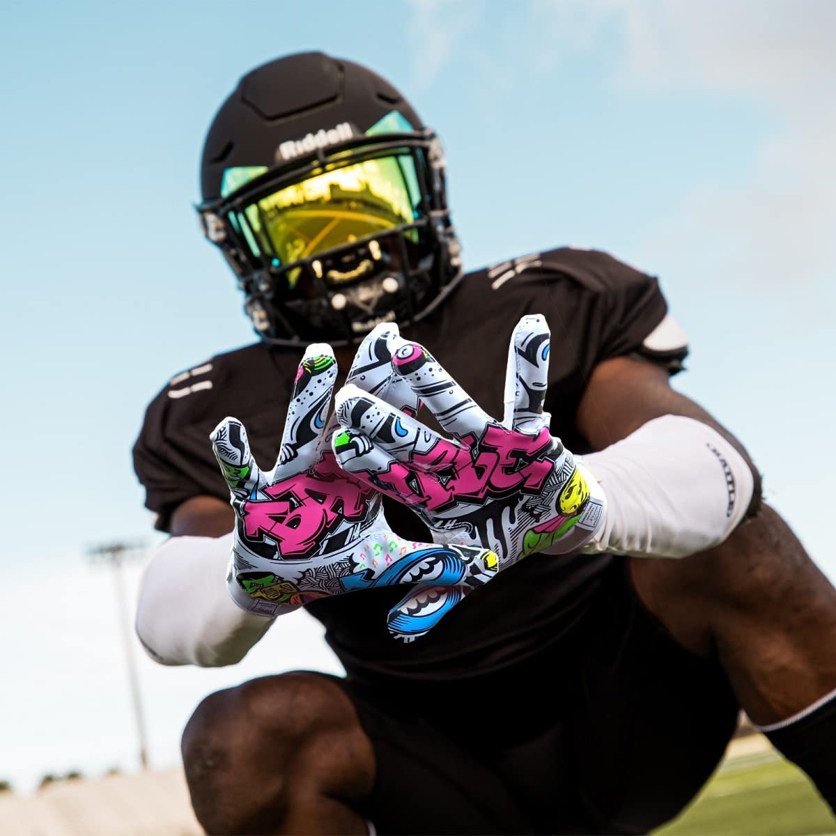 Battle Sports Graffiti Wide Receiver Football Gloves for Adults & Youth - Ultra Grip Training & Game Gloves - Perfect for Football Practice, Training, and Competitive Matches
