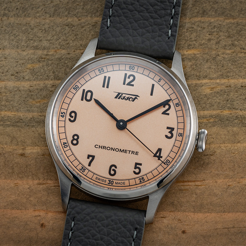 Heritage 1938 COSC Certified 39mm Salmon Dial Men's Watch with Genuine Leather Strap - Perfect for Business, Casual & Formal Occasions