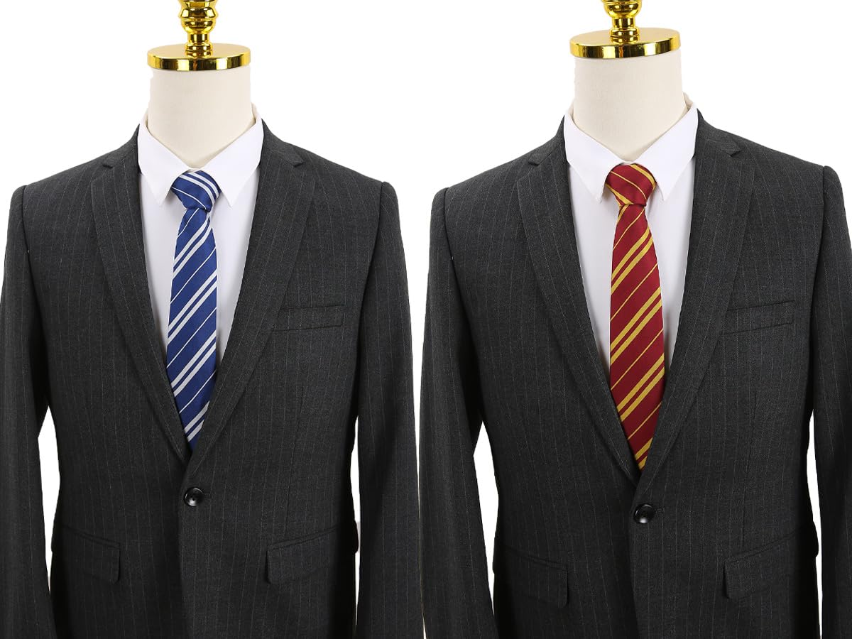 AUSKY 4 Pack Men's Neckties - Classic Striped Satin Tie for Themed Parties, Halloween Costumes & Cosplay - Unisex Adult Formal Wear for Office, Weddings & Special Events