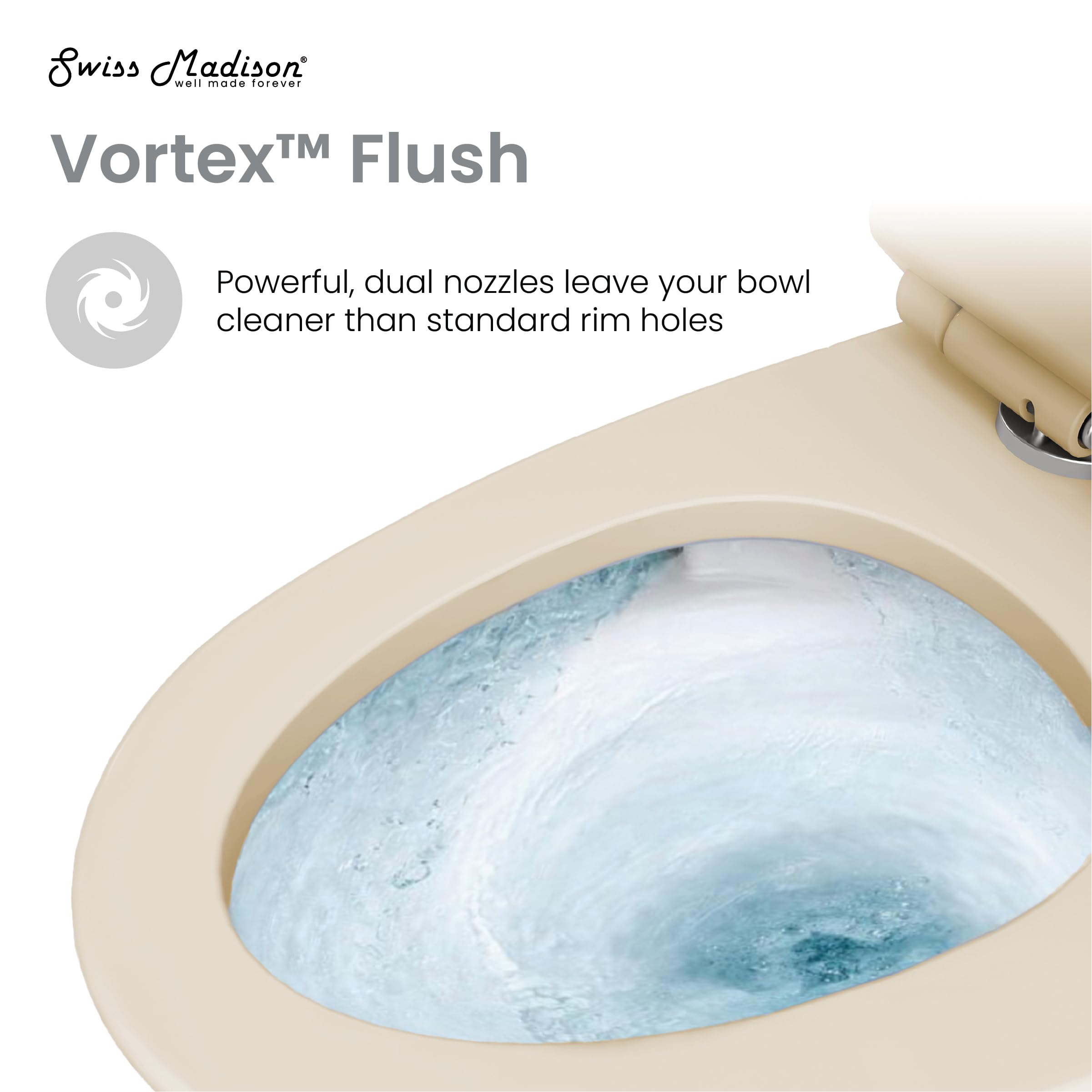 Swiss Madison Ivy One Piece Toilet with Dual Vortex Flush 1.1/1.6 GPF - Water Efficient Bathroom Toilet in Bisque for Modern Homes & Commercial Spaces