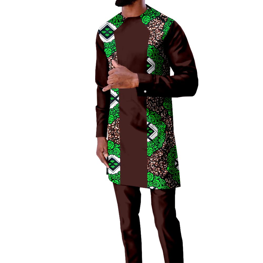 African Print Men's 2-Piece Outfit - Stylish Ankara Shirt & Pants Set | Tribal Design Tracksuit | Plus Size African Clothing for Casual Wear, Parties & Cultural Events