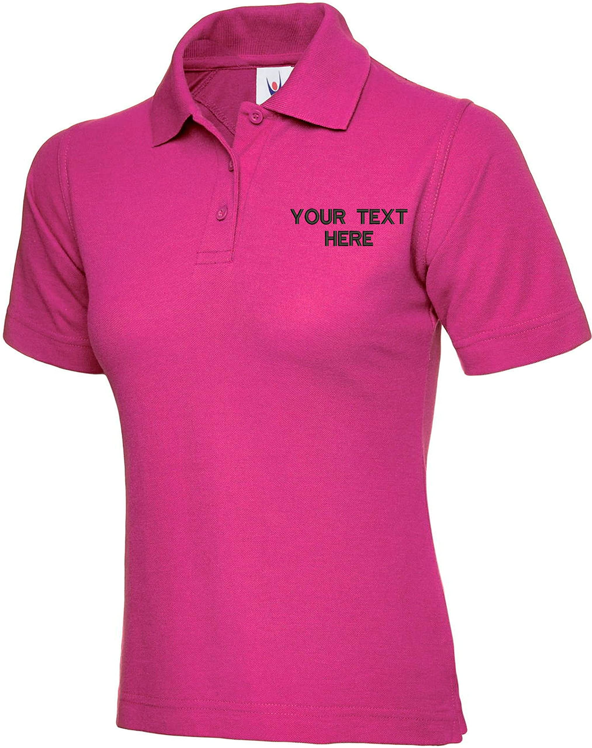 Custom Embroidered Women's Red Polo Shirt - Personalized Text, Classic Fit, Size L - Perfect for Golf, Work & Casual Outfits