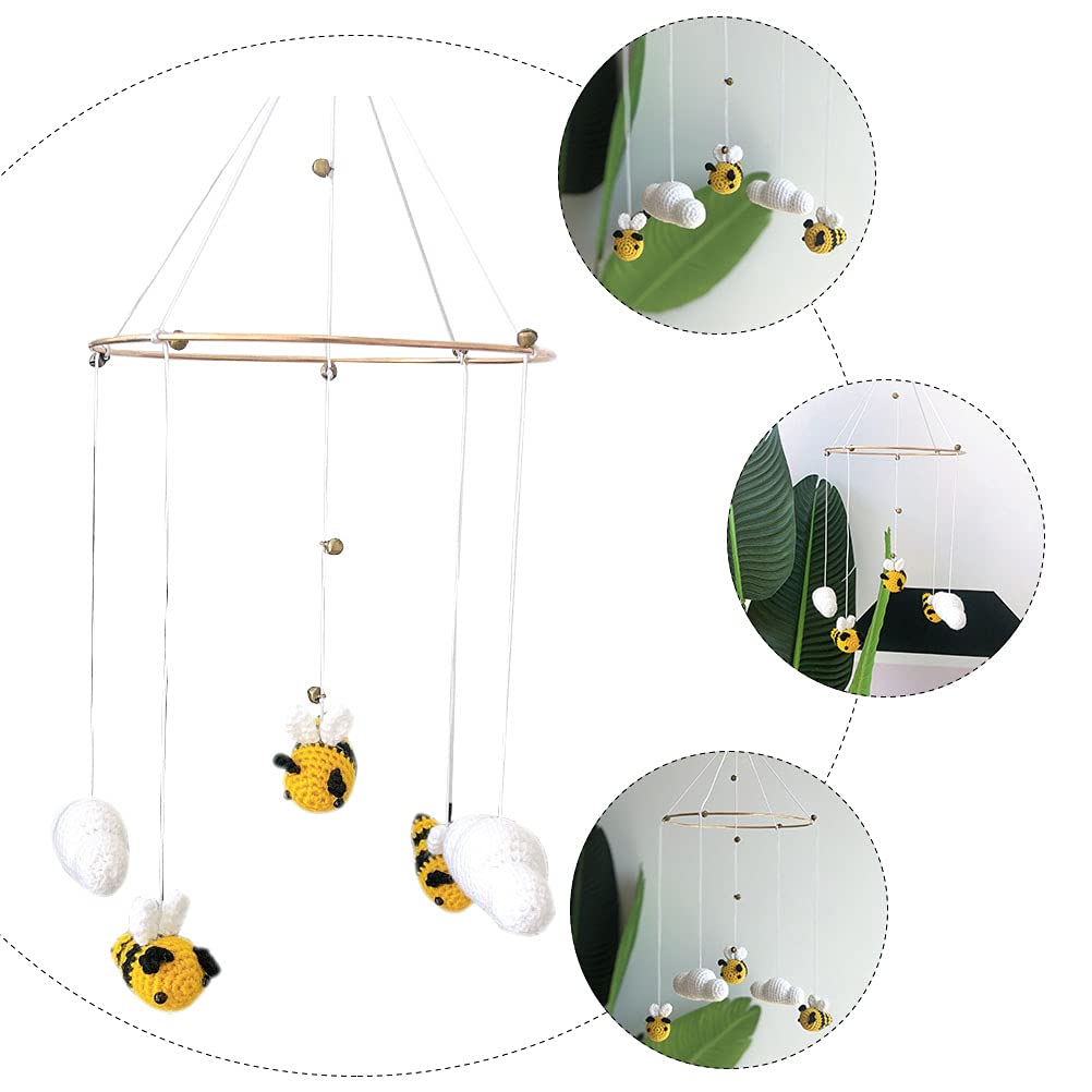 1pc Baby Girl Nursery Mobile Hanging Toy - Handmade Knitted Cloud Crib Decor, Boho Wall Tapestry for Newborn Room, Stroller & Cart Accessory | Perfect for Infant Bedroom, Daycare & Gift Giving
