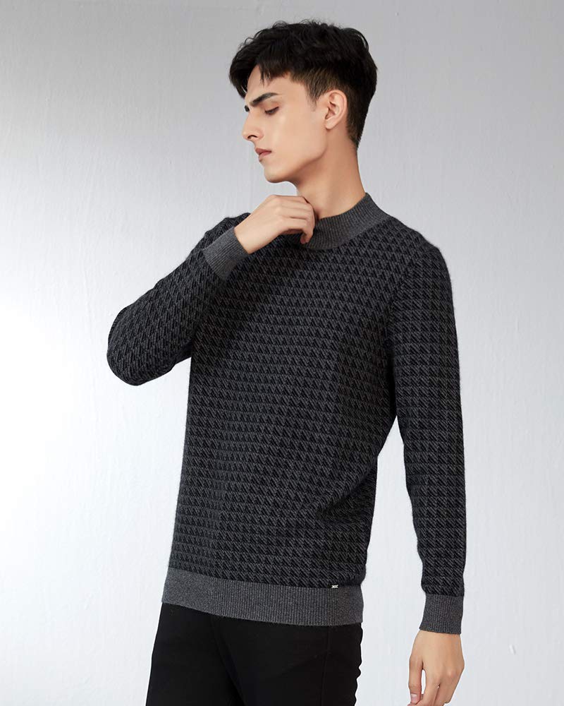 100% Cashmere Men's Knit Mock Neck Sweater - Soft & Warm Winter Pullover for Casual & Business Wear