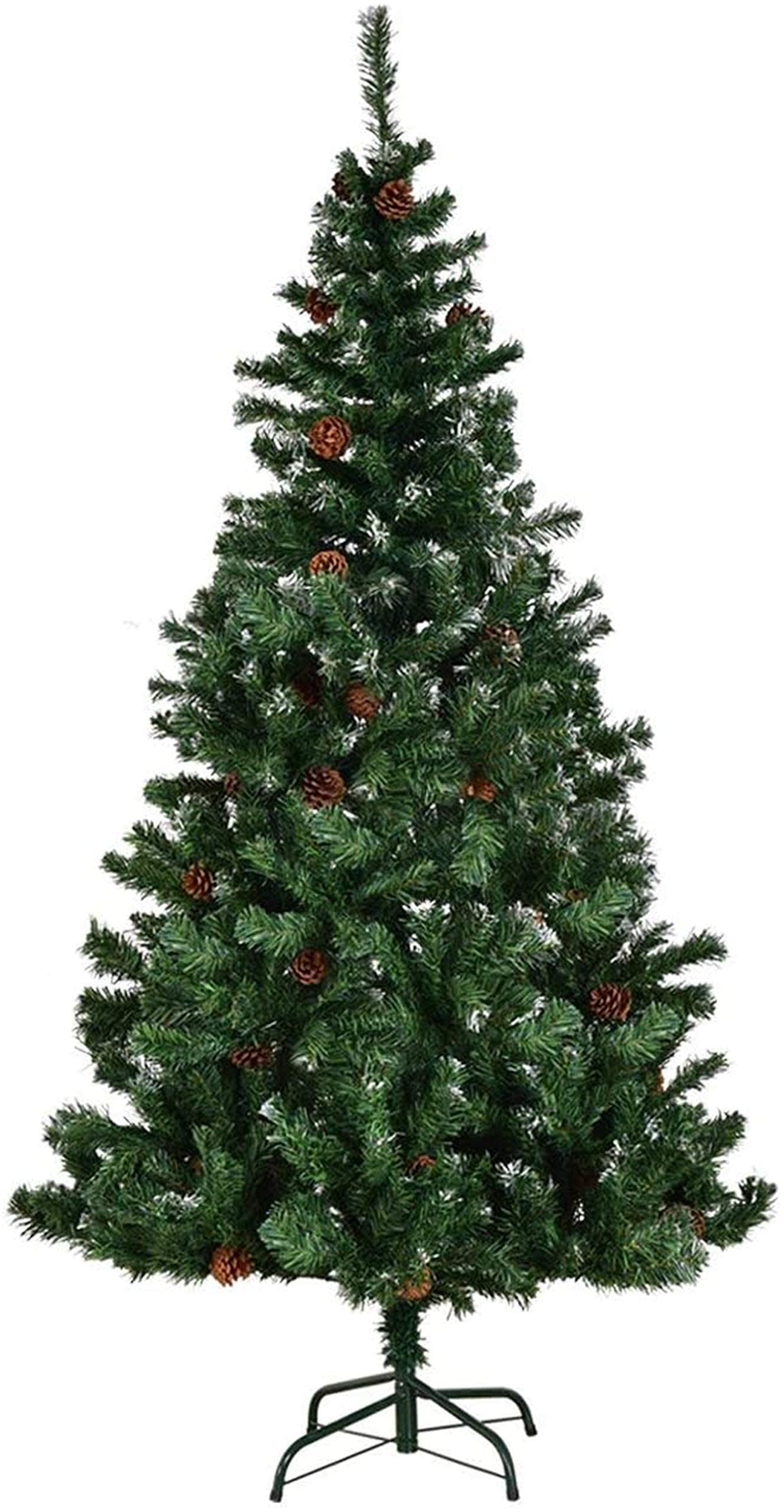 2.1M Premium Artificial Christmas Tree with Metal Stand - 1148 Spikes Green Snowy Tree with 61 Pine Cones - Indoor/Outdoor Holiday Decor for Living Room, Office, and Front Yard