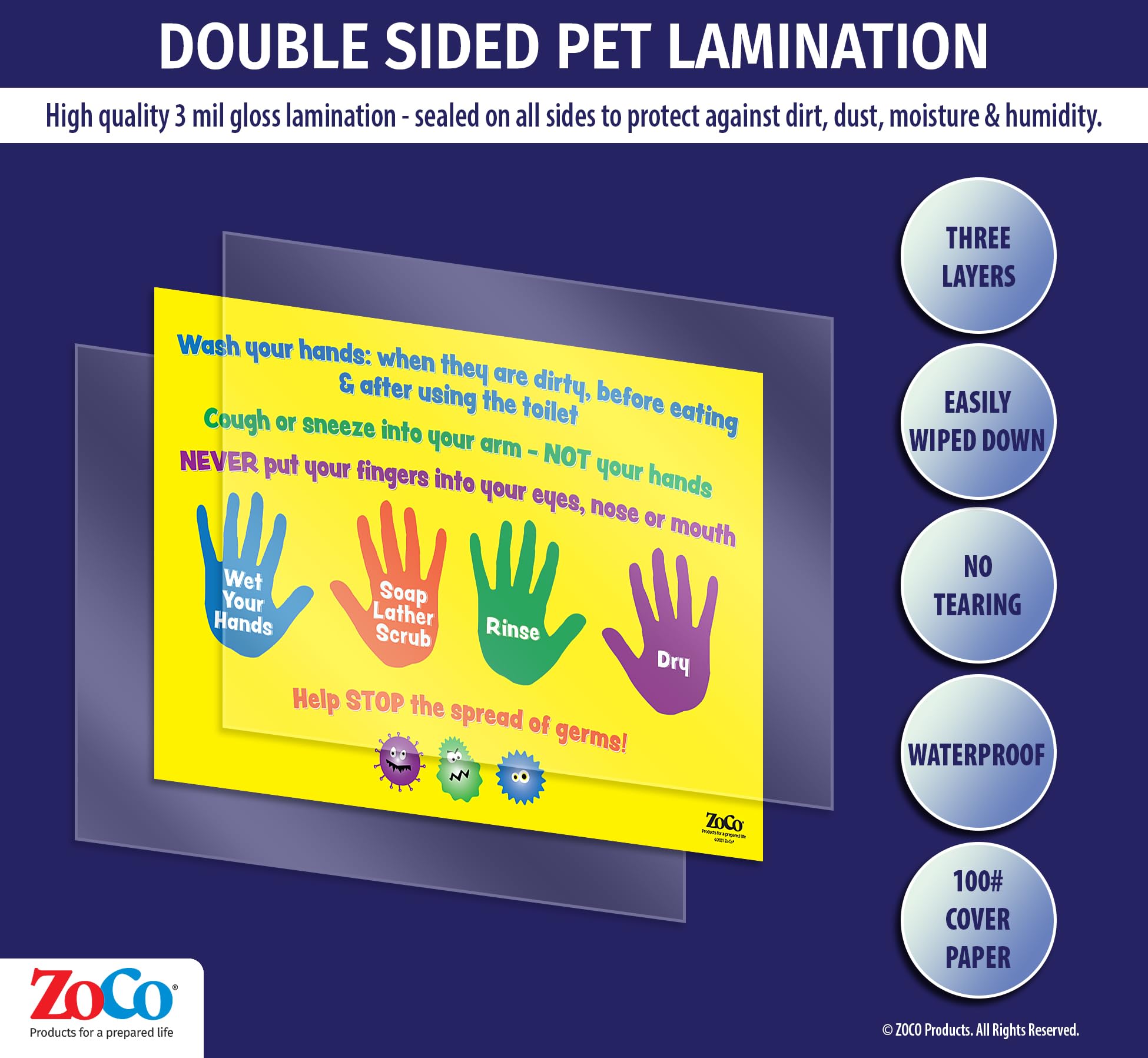 20 Pack Safety Magnets Hand Washing Posters for Kids - 12x18 Inch Laminated Pediatric Hygiene Signs - School Nurse Office Decor & COVID Classroom Supplies - Perfect for Bathrooms, Daycares & Healthcare Facilities