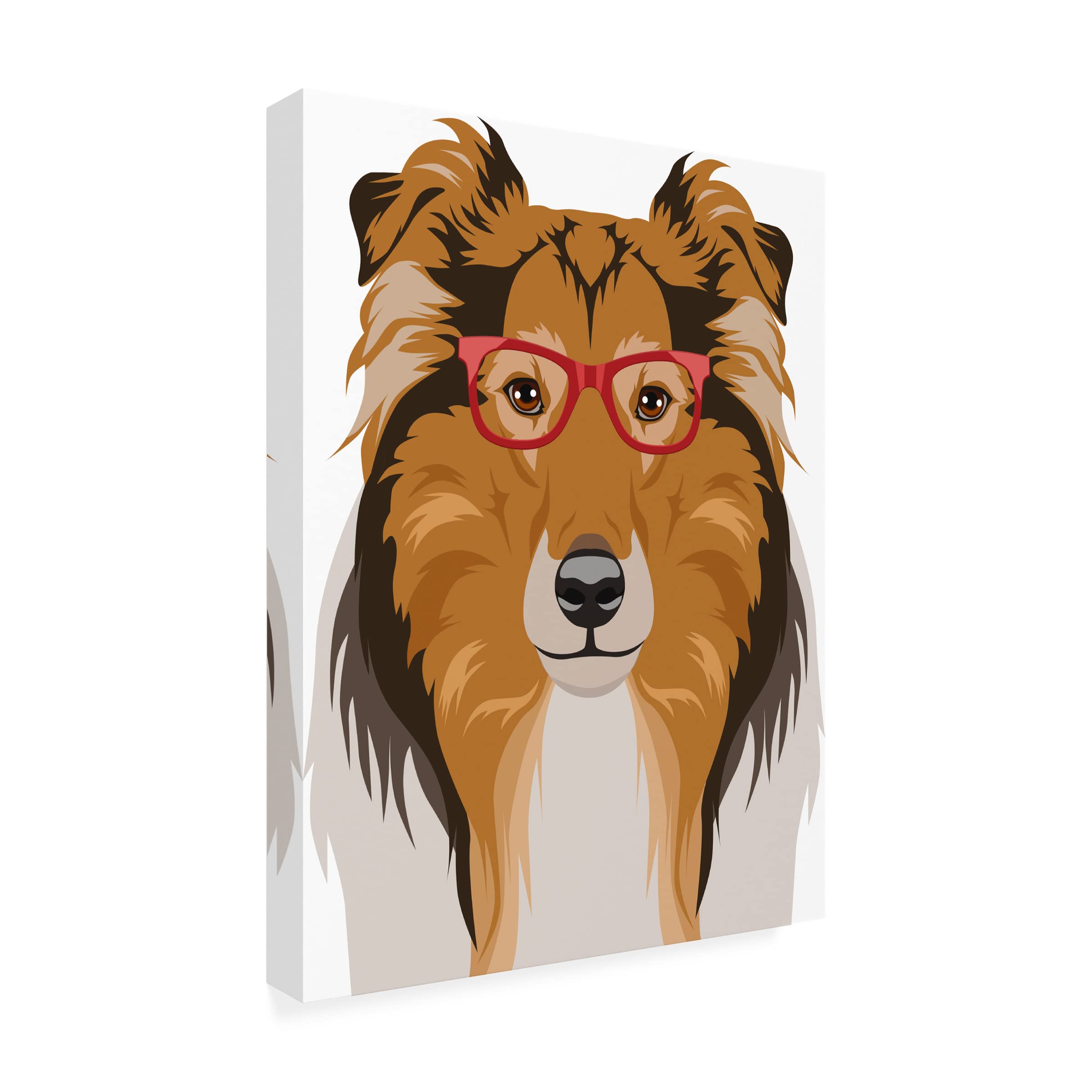 Trademark Fine Art 'Rough Collie Wearing Hipster Glasses' Canvas Wall Art Print by Furbaby Affiliates - Perfect for Pet Lovers, Living Room Decor & Unique Gift Idea