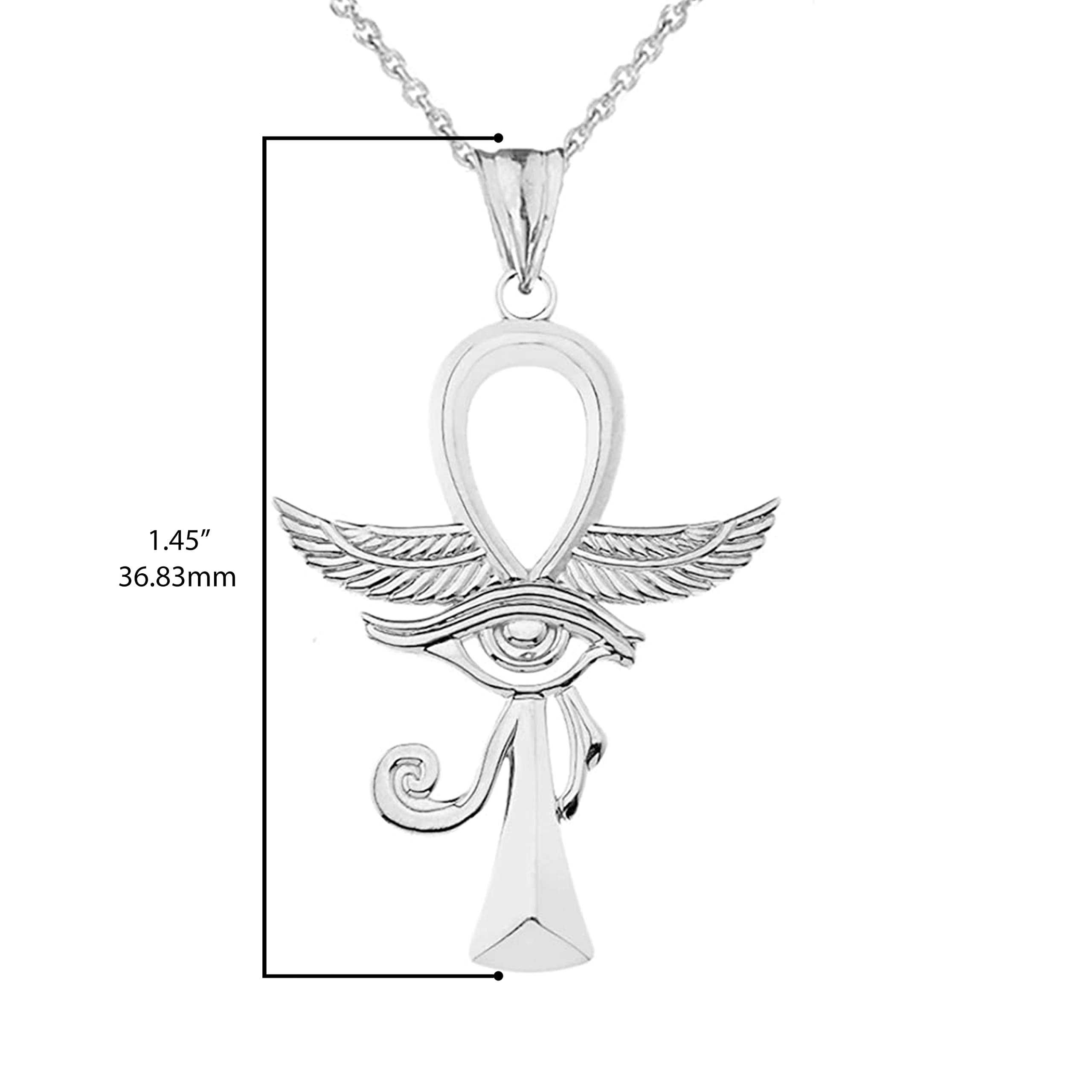 10K Gold Egyptian Ankh Cross Pendant with Eye of Horus & Hieroglyphic Key of Life Charm - Choose Your Metal Color | Spiritual Jewelry for Meditation, Gift for Mythology Lovers & Ancient Egypt Enthusiasts