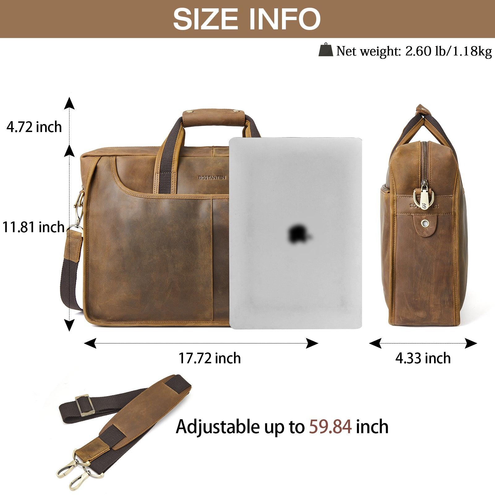 17 Inch Men's Leather Briefcase Messenger Bag for Business & Travel - Professional Laptop Bag for Lawyers, Executives & Office Workers - Perfect for Commuting, Meetings & Business Trips