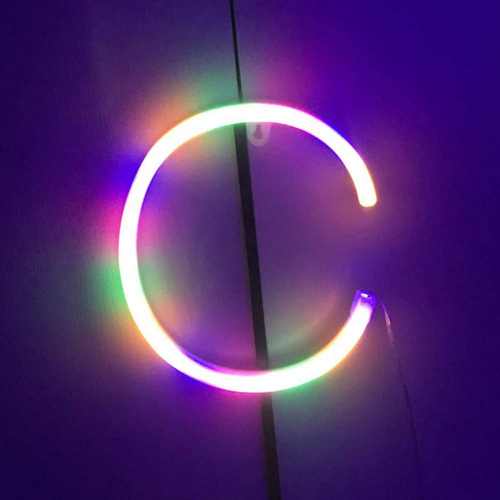 LED Neon Letter Lights - Battery Powered Wall Decor for Kids Bedroom, Custom Neon Night Light for Home & Nursery - Perfect for Birthday Parties, Nursery Decor, and Cozy Bedroom Ambience (Letter C)