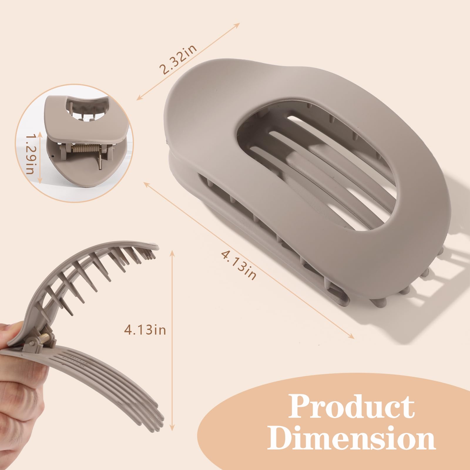 Auseibeely 6 PCS Matte French Flat Hair Clips for Women & Girls - Strong Hold Lay Flat Claw Clips for Thick & Thin Hair - Brown Duck Billed Barrettes - Perfect for Valentine's Day Gifts, Everyday Styling & Travel Accessories
