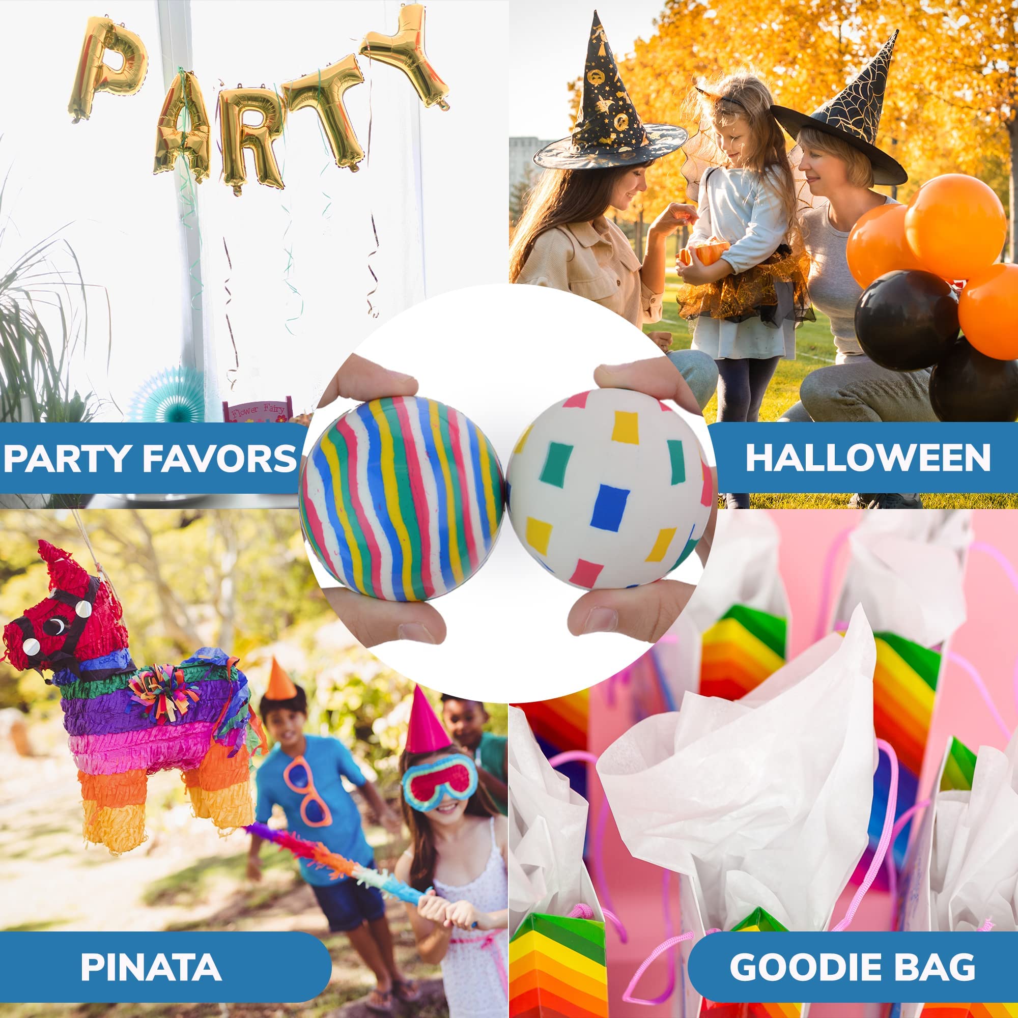 Entervending Bouncy Balls - 6 Pack Mixed Color Rubber Balls for Kids (60mm) - High Bounce Party Favors, Birthday Gifts, Classroom Rewards & Outdoor Play