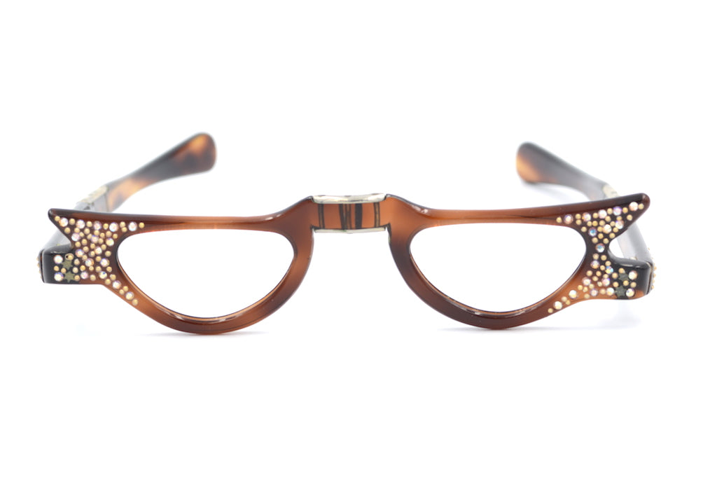 1/2 Inch Foldable Diamond Glasses - Brown | Elegant Reading Glasses for Women & Men, Perfect for Travel, Office, and Home Use
