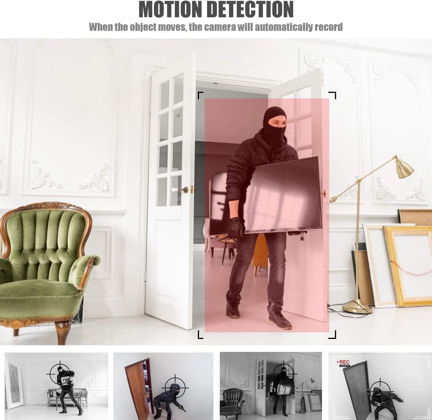 Mini Wireless Hidden Camera with Motion Detection & Night Vision - Portable Nanny Cam for Home Security, Pet Monitoring (No WiFi Needed) - Ideal for Indoor Surveillance, Baby & Elderly Care, Pet Watching