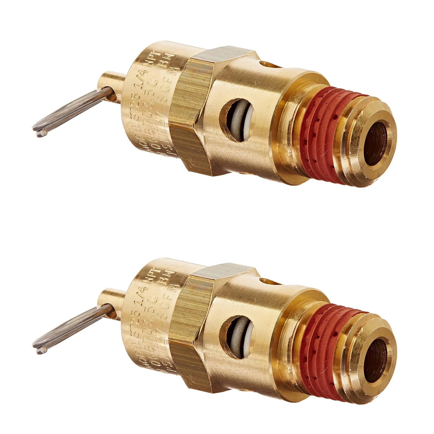 2PCS 1/4 Inch NPT 175 PSI Brass Air Compressor Pressure Relief Safety Valve - Automatic Air Vent Valve with NPT Thread for Air Compressor Systems - Perfect for Air & Water Discharge in Workshops, Garages, and Industrial Applications