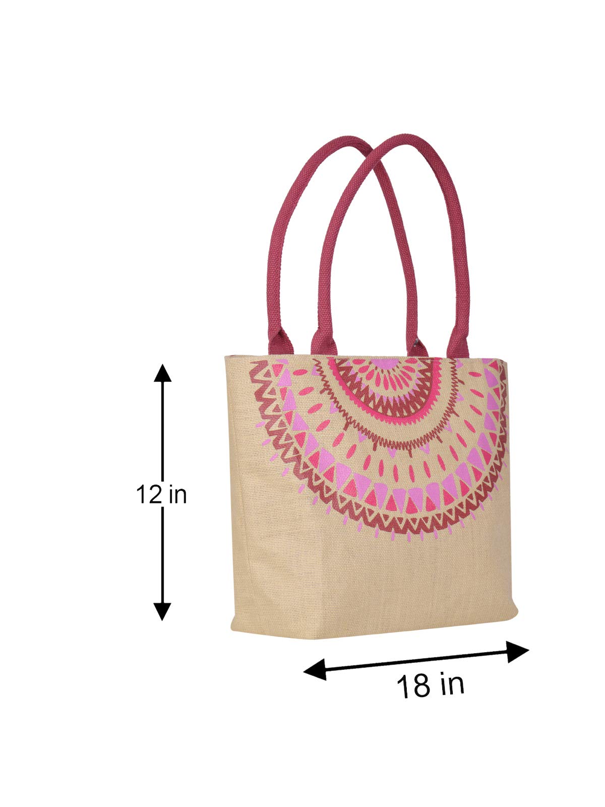 Stylish Jute Shoulder Bags for Women & Girls - Eco-Friendly Tote with Zipper Closure | Fashionable Printed Handbag for Office, Shopping & Daily Use | Reusable Natural Jute Purse Perfect for Work, School & Travel