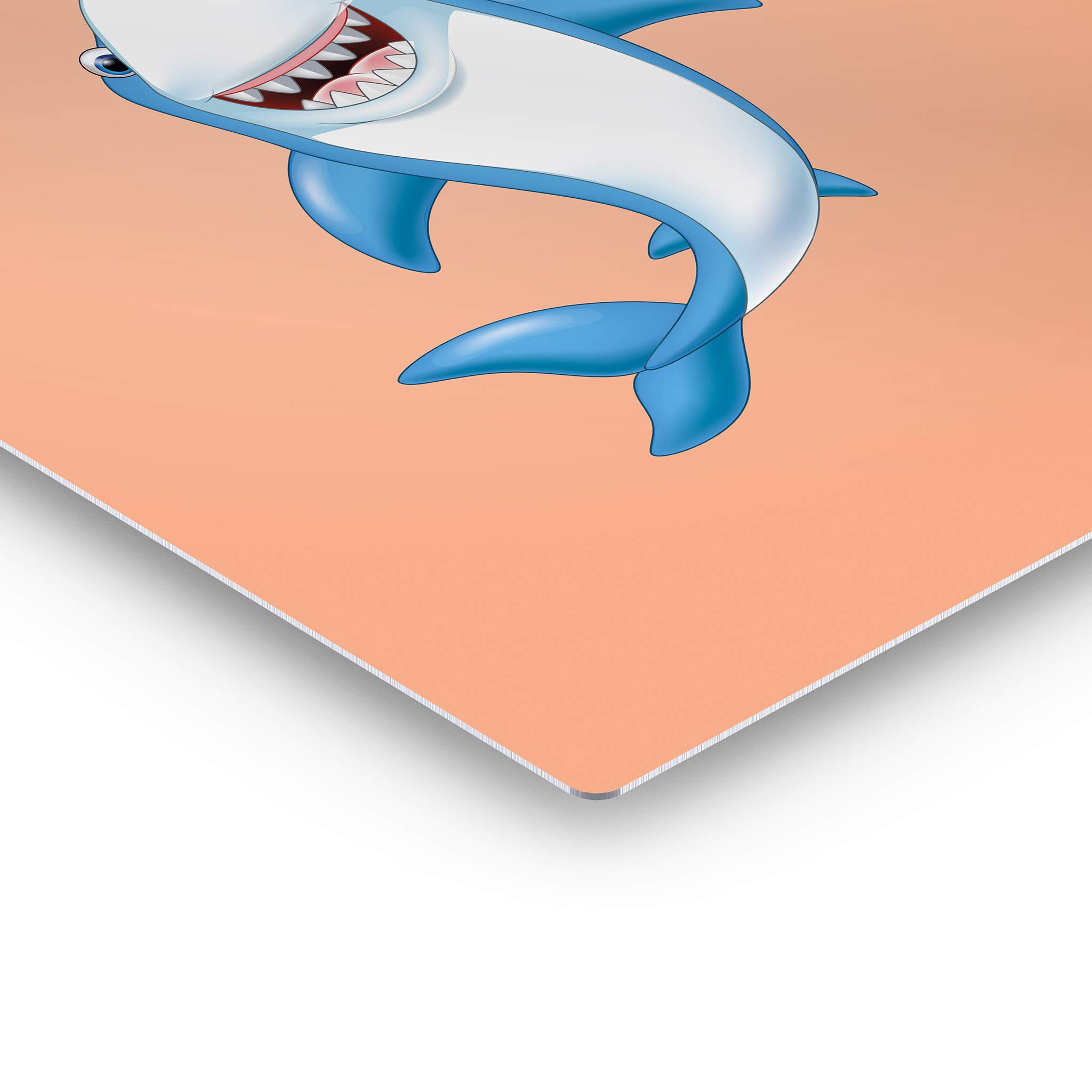 Funny Kids Bathroom Wall Art - Smile Art Design Brush Your Teeth Quote Metal Print, Shark Nursery Decor, Ready to Hang Bathroom Sign (36x24) | Made in USA | Perfect for Kids' Bathrooms, Nurseries & Playrooms
