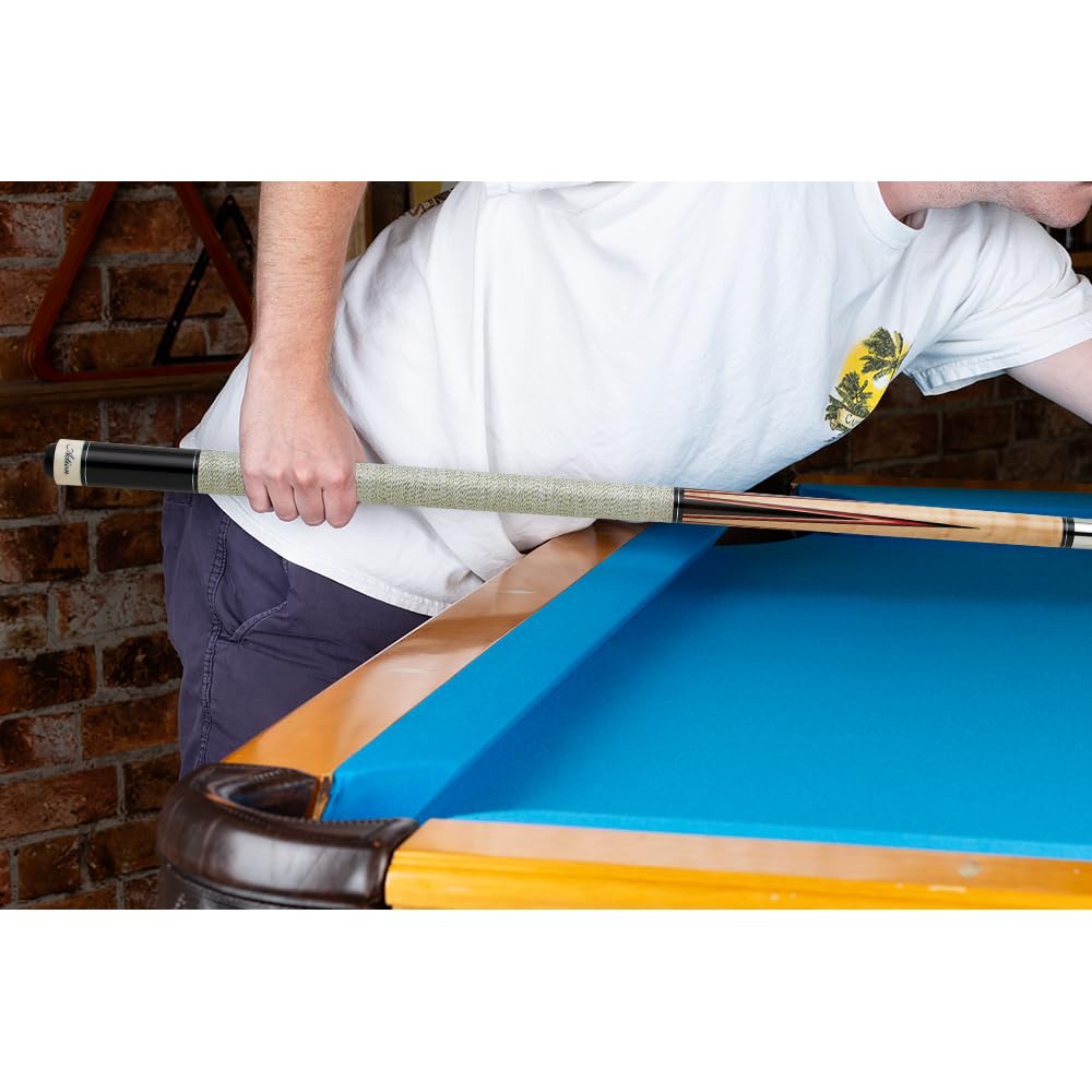 Premium Billiards Pool Cue Stick with Blonde Wood & Red/Chocolate Inlay Points - Professional Tournament Quality for Home Game Rooms & Bars