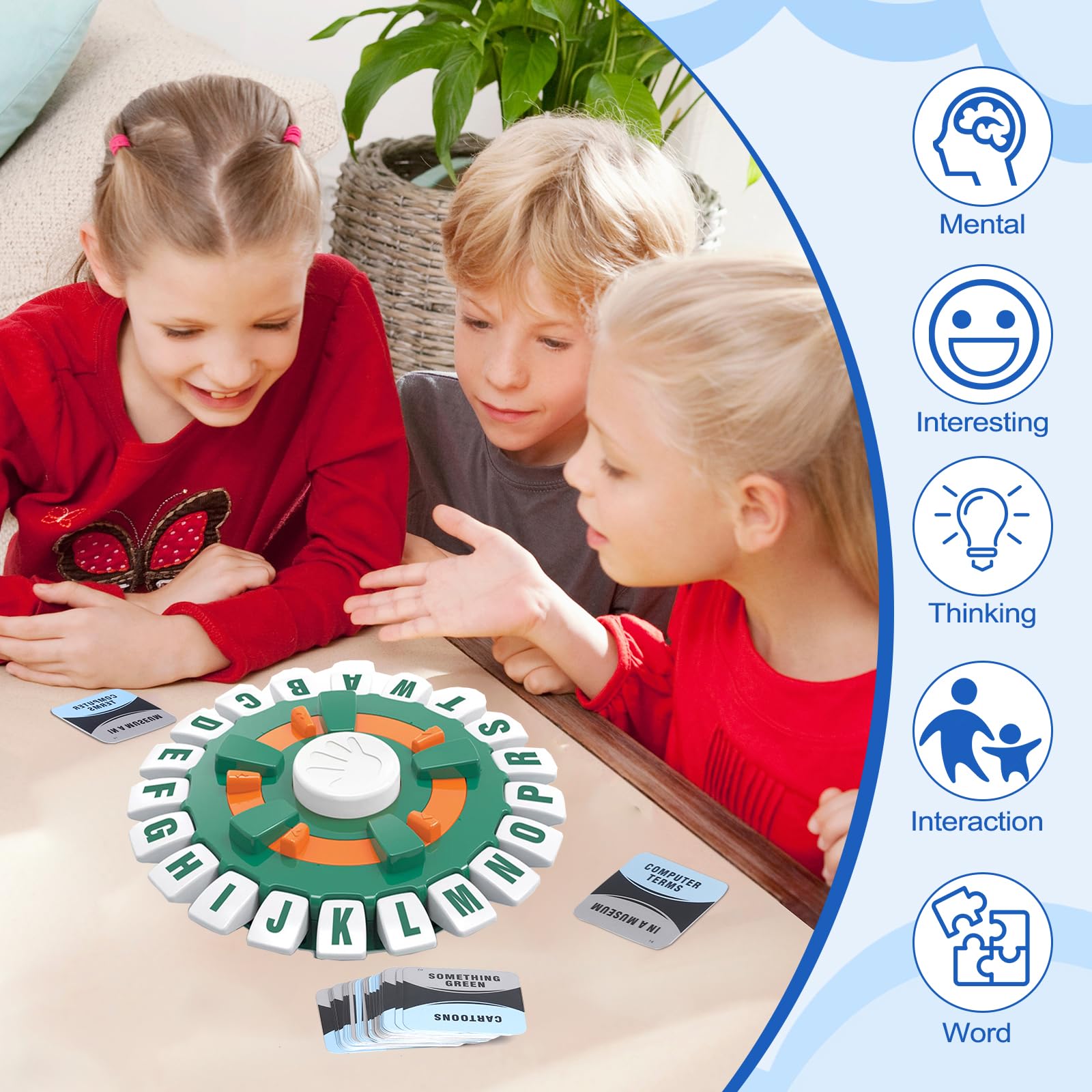 Fast-Paced Word Game Timer for Adults & Families - Portable Card Game with Countdown Challenge, Fun Learning Game for All Ages (Green & White) - Perfect for Parties, Game Nights & Classroom Activities