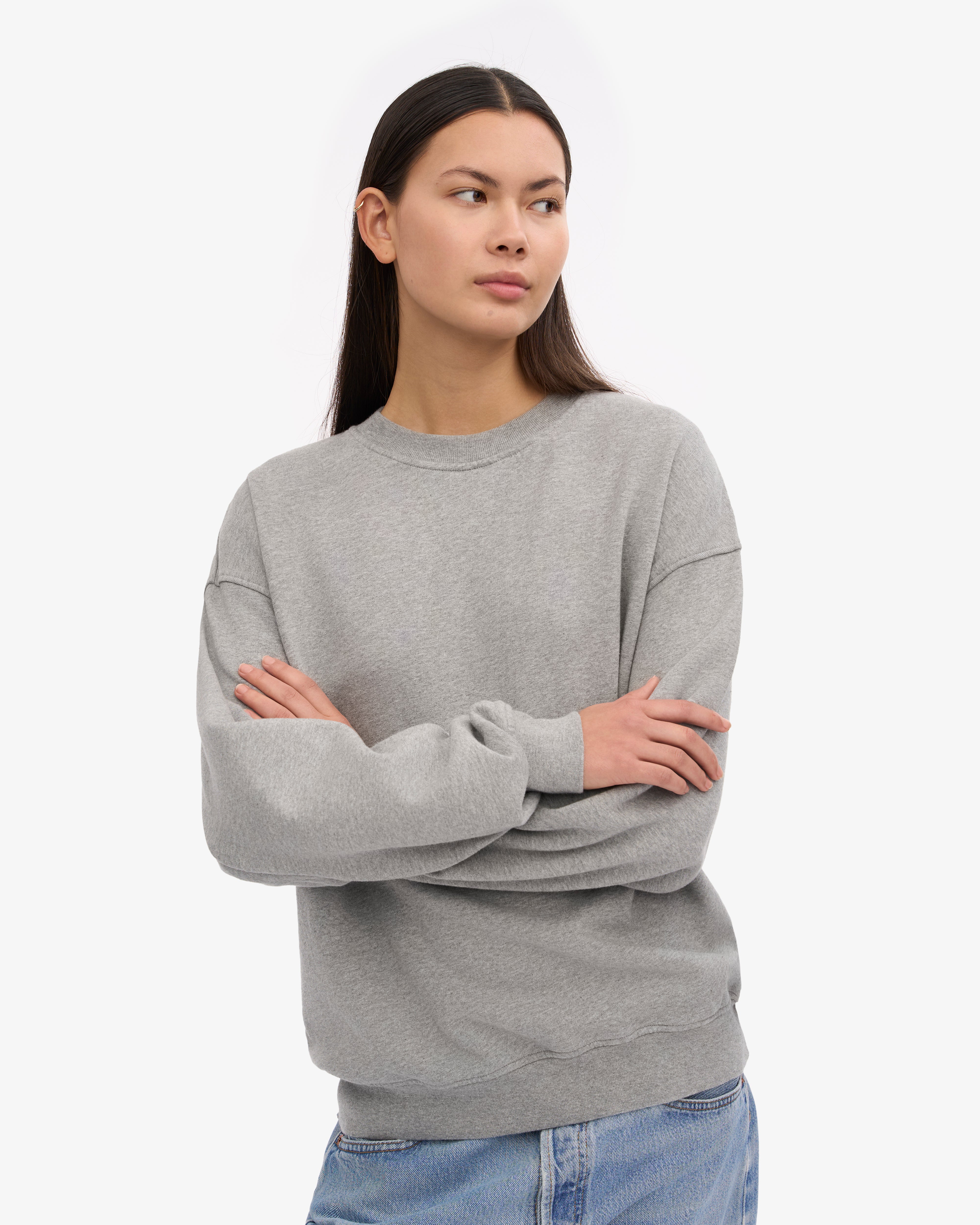 Organic Oversized Crewneck Sweatshirt - Heather Grey | Soft & Comfortable Unisex Pullover for Casual Wear & Loungewear