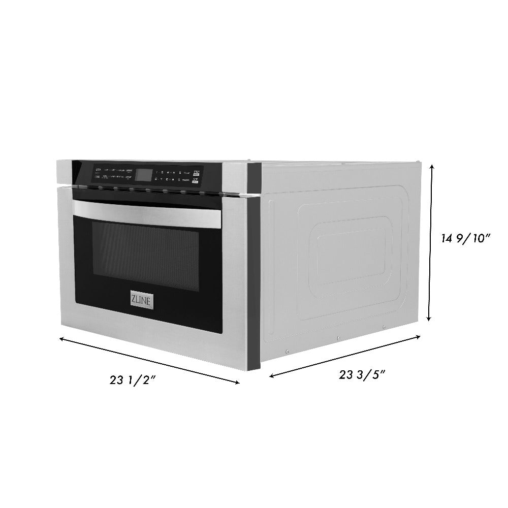 ZLINE 36 Inch Stainless Steel Kitchen Package - Dual Fuel Range, Range Hood, Microwave Drawer & Tall Tub Dishwasher (4KP RARH36 MWDWV) | Perfect for Modern Home Chefs & Open Concept Kitchens