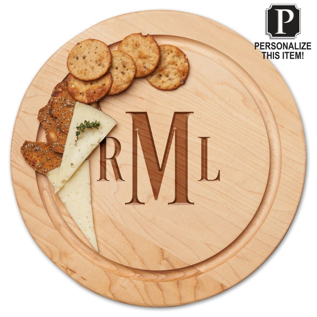 Personalized Maple Wood Cutting Board - 12 x 12 Inch Round Cheese Board with Engraving - Perfect for Charcuterie, Cheese Platters & Kitchen Gifts