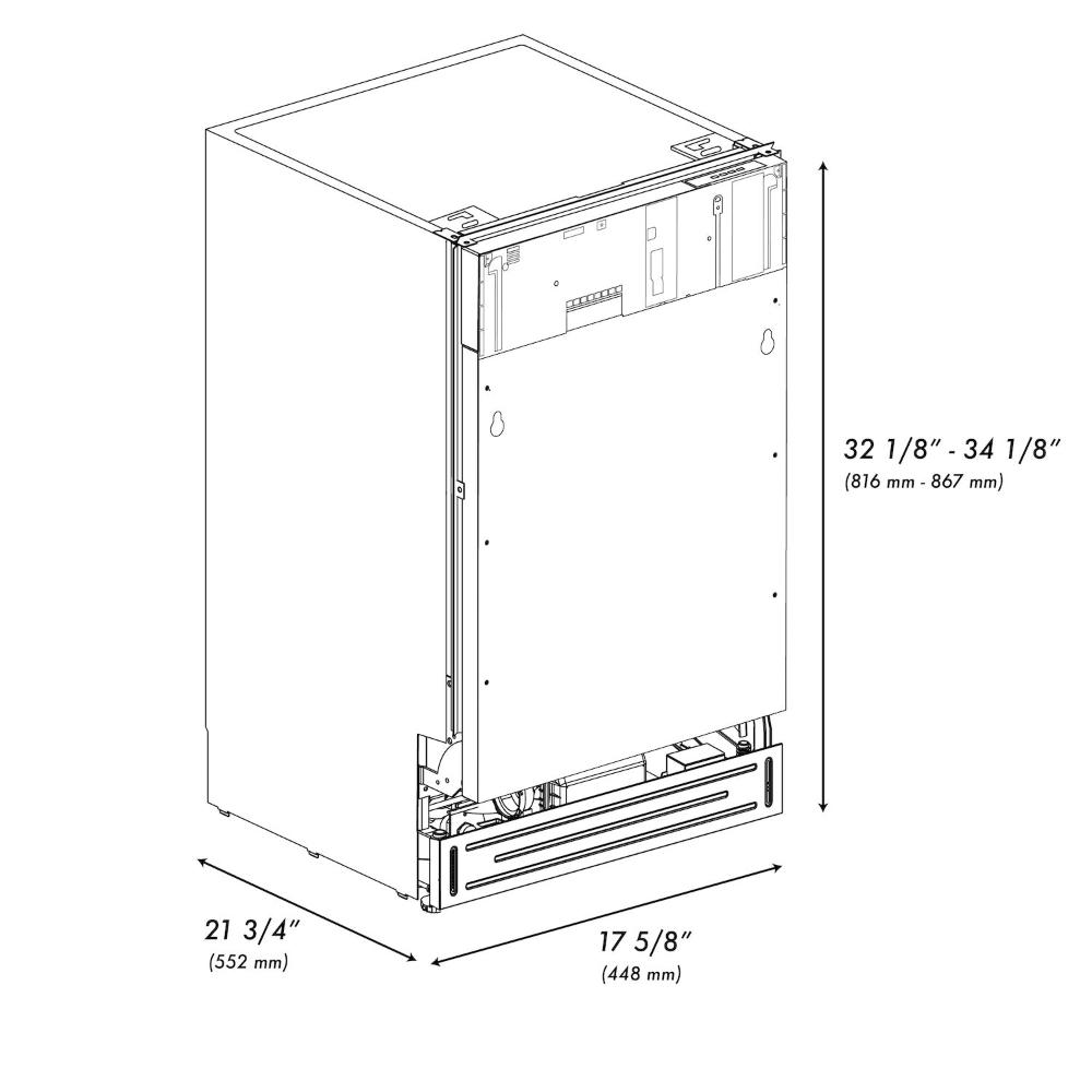 ZLINE 18 Inch Tallac Series 3rd Rack Top Control Dishwasher - Custom Panel Ready, Stainless Steel Tub, Ultra Quiet 51dBa (DWV 18) - Perfect for Modern Kitchens, Open Concept Homes & Luxury Remodels