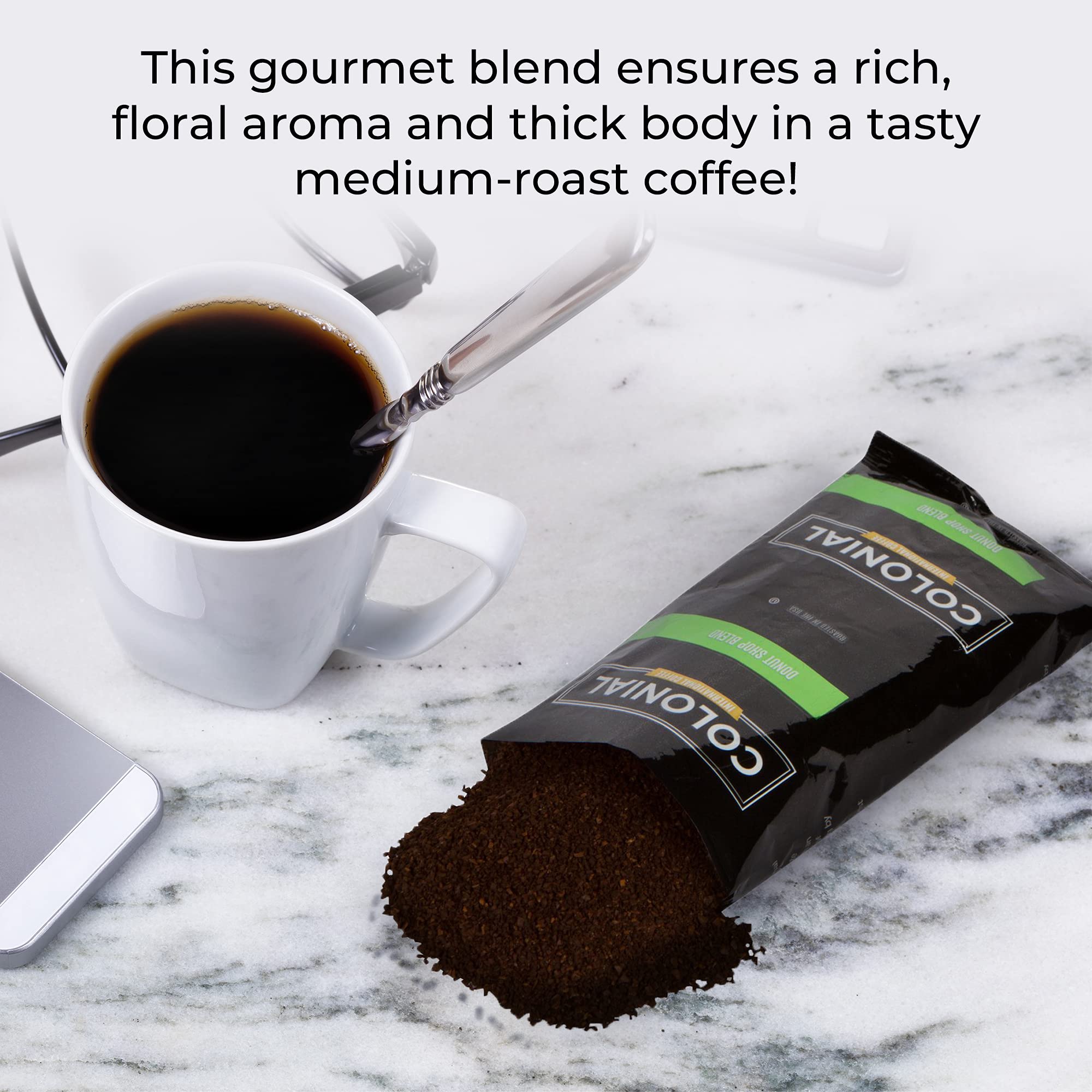 Premium Donut Shop Blend Medium Roast Pre-Ground Coffee Packets (2.5 oz, Pack of 32) - Bulk Single Serve Bags for Drip Coffee Makers - Perfect for Office, Home & Camping Brewing