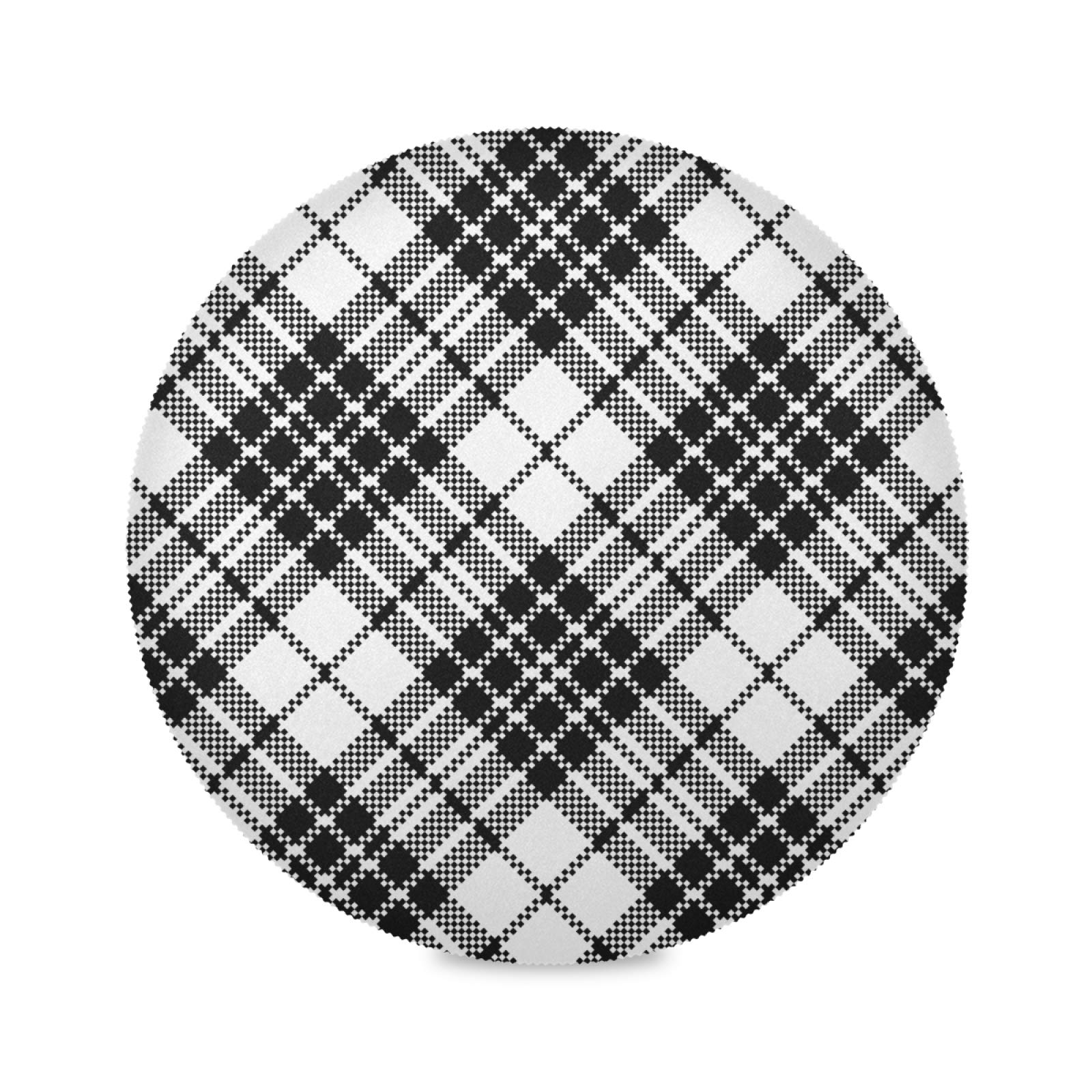 Premium Black Square Plaid Round Placemats for Dining Table - Non-Slip Washable Table Mats for Indoor Use - Perfect for Dinner Parties, Restaurants, and Home Decor
