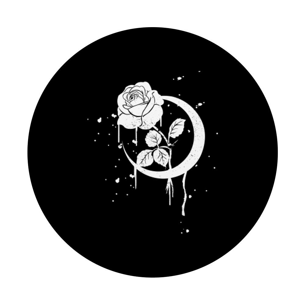 Occult Moon Rose Gothic PopSockets Swappable PopGrip - Dark Aesthetic Phone Grip Stand for Gothic Lovers, Perfect for Phones, Tablets & DIY Customization