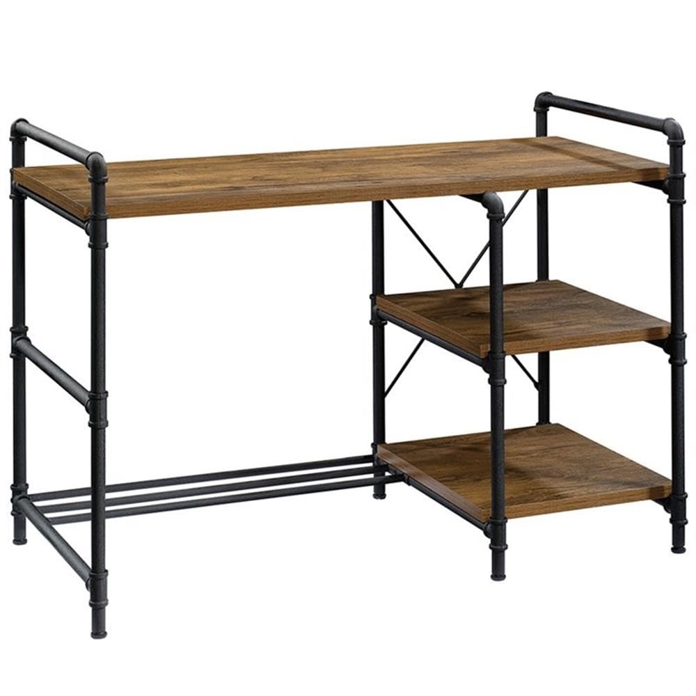 UrbanPro Farmhouse Engineered Wood Writing Desk in Checked Oak/Black - Modern Home Office Desk for Small Spaces, Study & Remote Work - Perfect for Apartments, Dorms & Workspaces