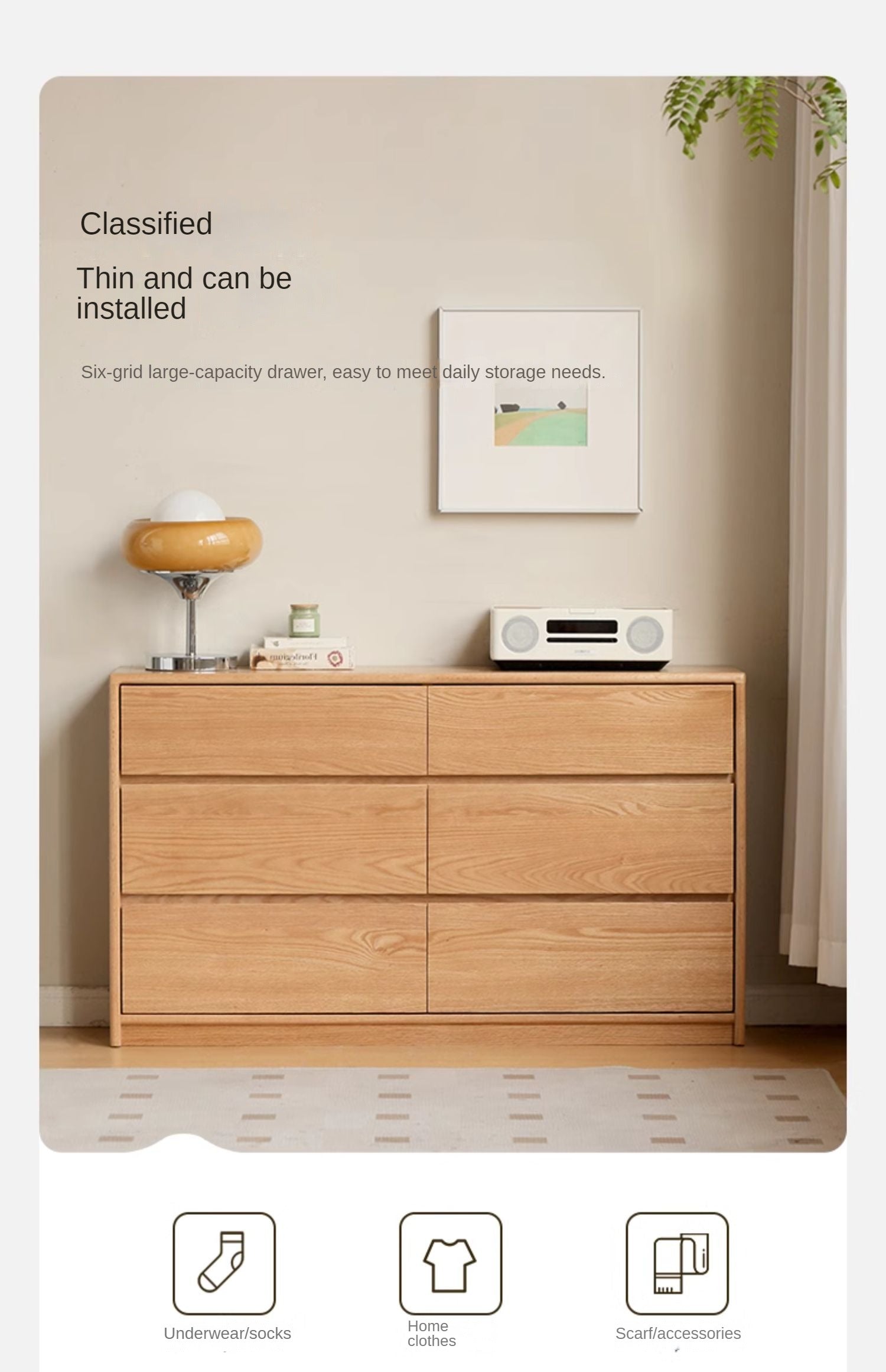 Solid Oak Wood Ultra Narrow Dressing Table - Compact Vanity Desk for Small Spaces, Bedroom, Apartment & Dorm Room