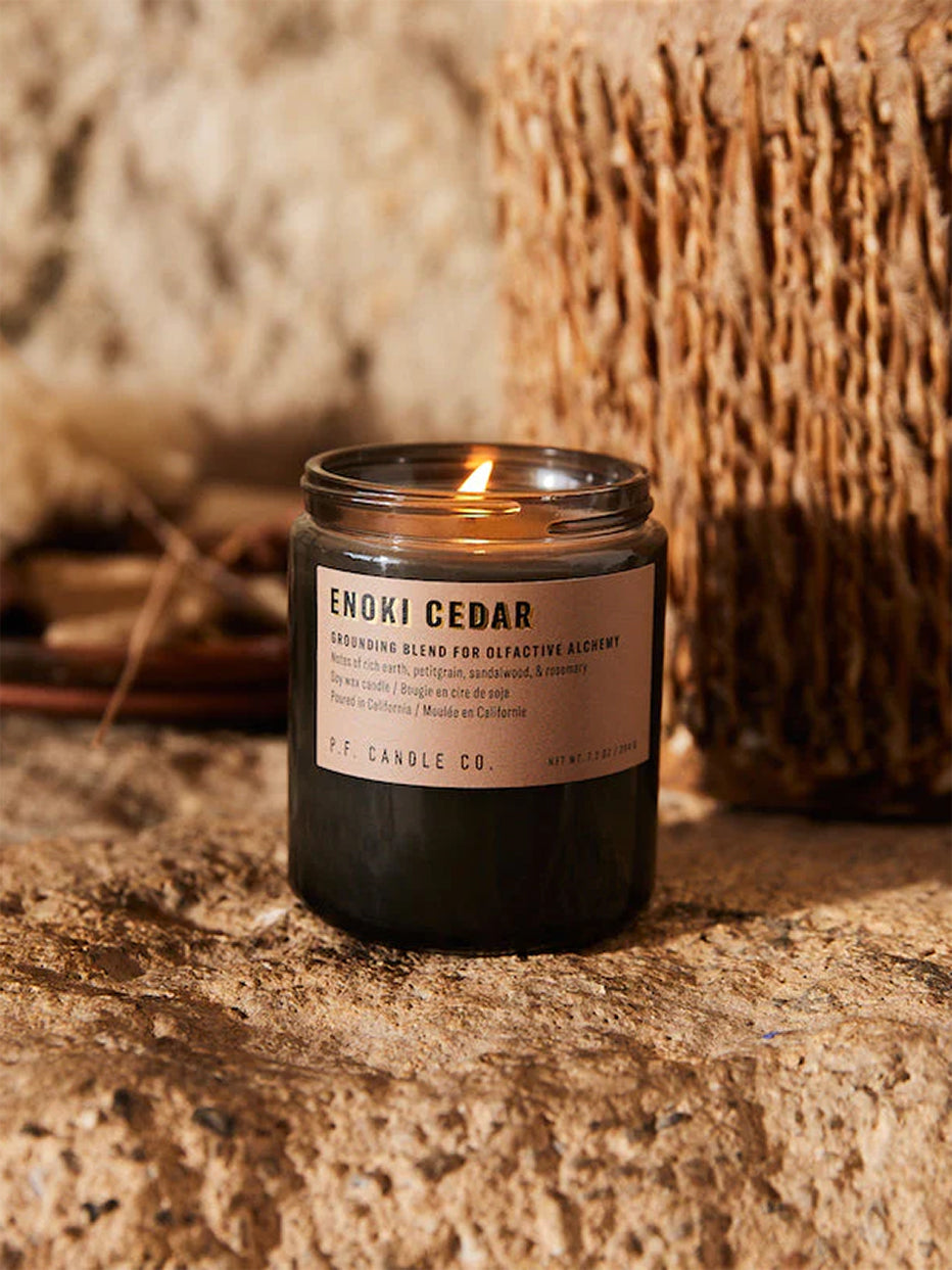 P.F. Candle Co 7.2oz Alchemy Candle - Enoki Cedar Scent | Natural Soy Wax, Long-Lasting Fragrance | Perfect for Relaxation, Meditation & Home Decor