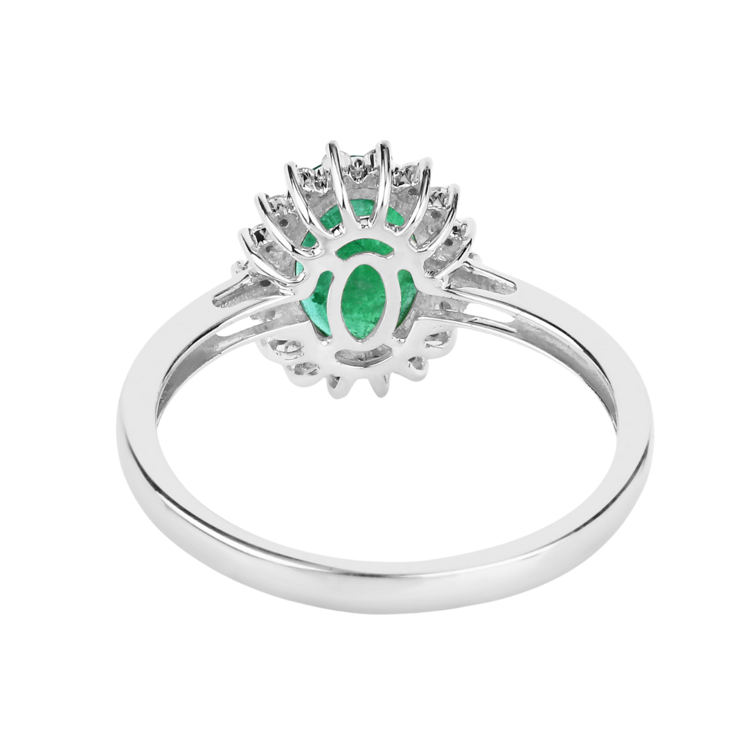 10K Gold Genuine Zambian Emerald Diamond Ring for Women - Elegant Jewelry Gift for Engagement, Wedding & Special Occasions